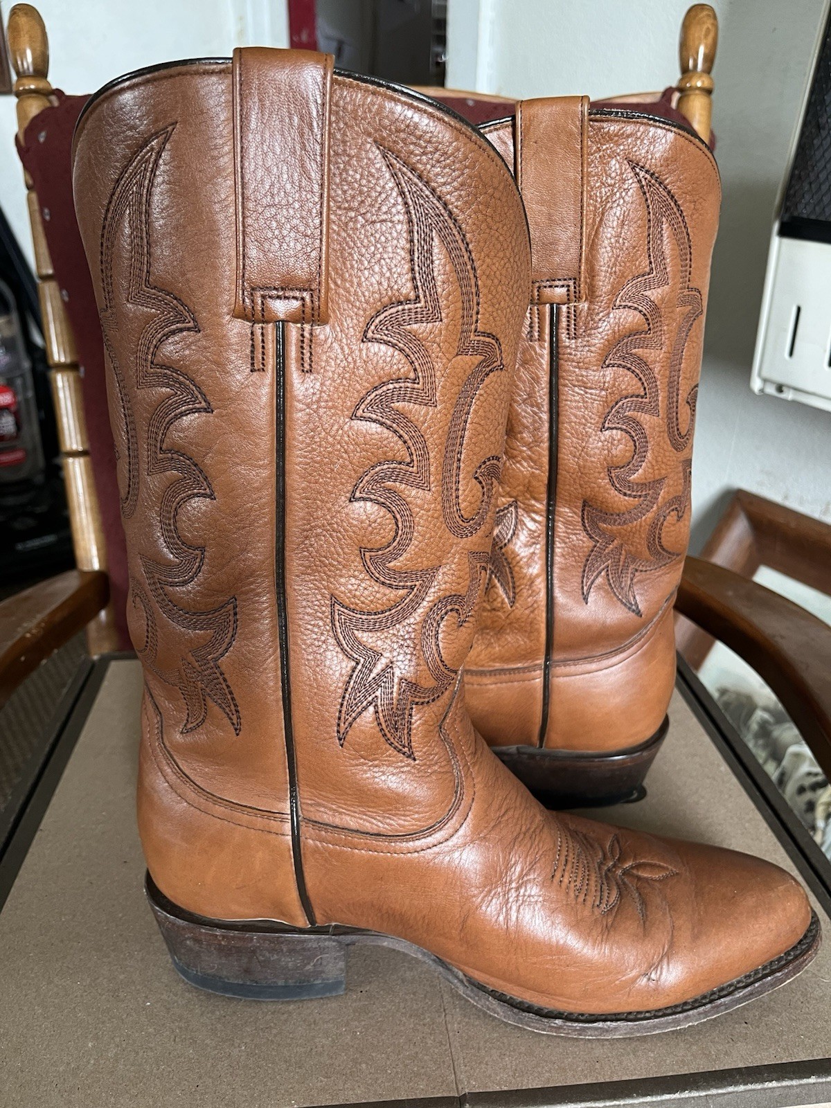 Stetson Sharp 11D Mens R Toe Western Cowboy Boots W/Box Made In USA