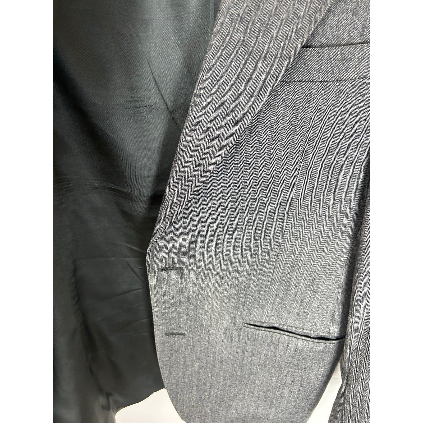Vintage 1980s Syms Tailored Herringbone Blazer Mens USA ACTWU 38R US