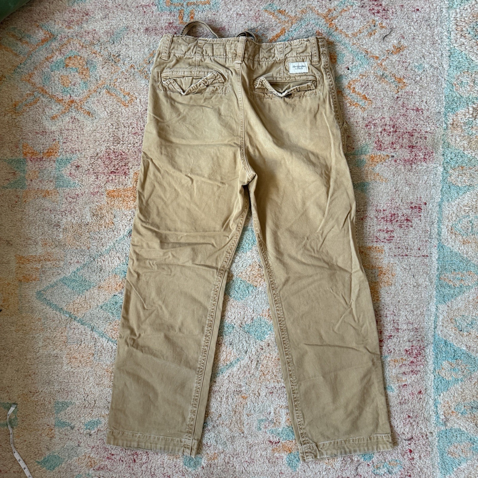 Abercrombie & Fitch Men’s Beige Fatigue Chino Pants 32W Flat Front Straight Leg