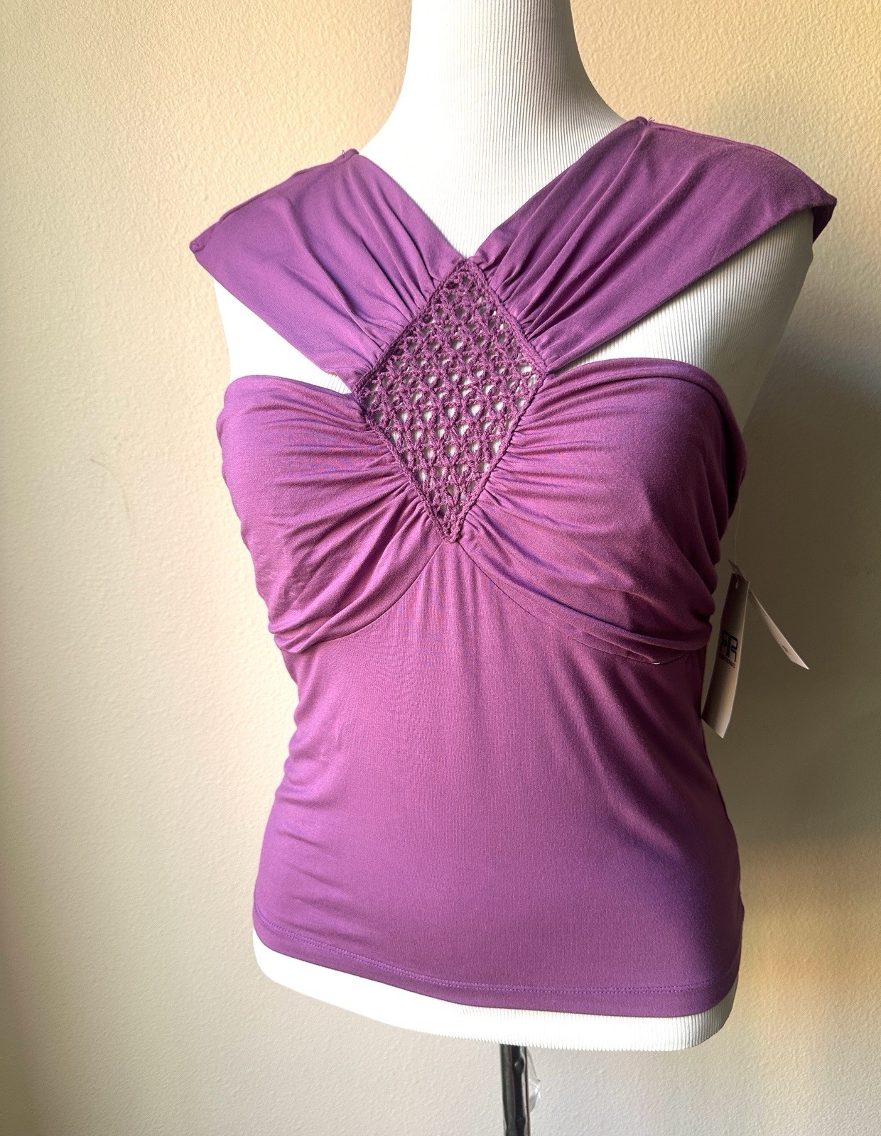 Robert Rodriguez Crochet Cut Out Top / Size large/Color Amethyst/ Size L/Stretch