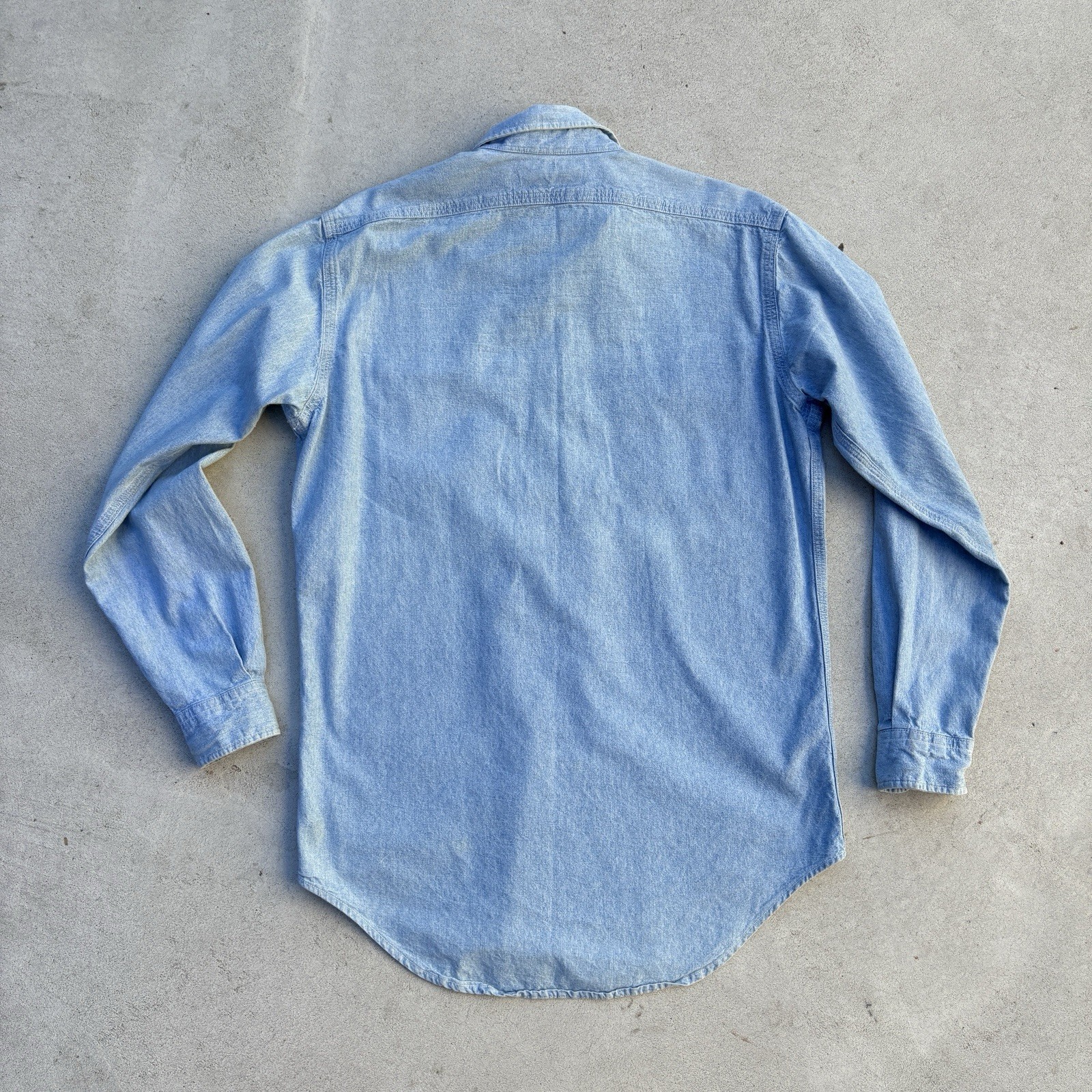 VTG Polo Ralph Lauren Authentic Dungarees Small 80s Workwear Wash Denim Shirt