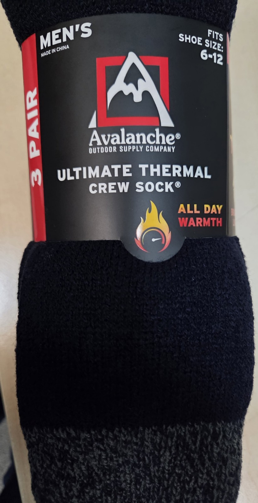 3 Pairs Avalanche Men’s Ultimate Thermal Crew Socks Navy Blue Size 6-12