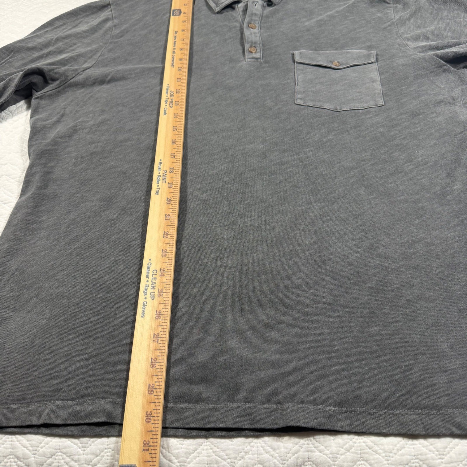 Marine Layer Mens Forged Iron Gray LS Vintage Heavy Slub Polo Shirt XXL New