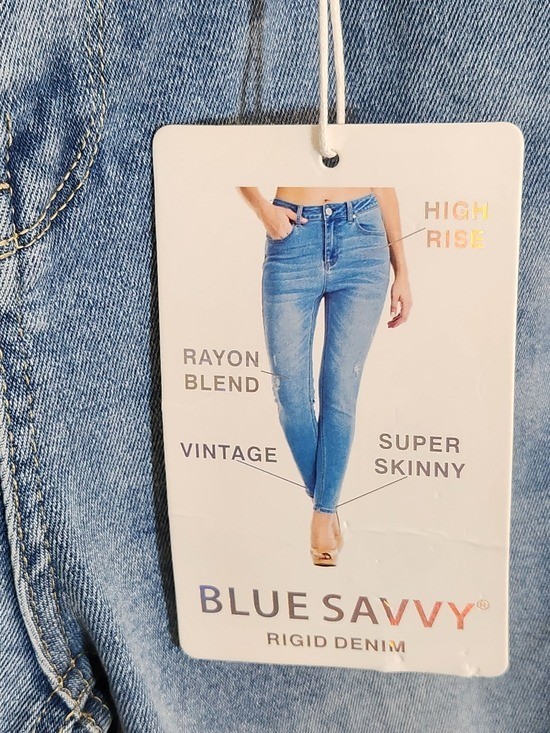 Blue Savvy Distressed Skinny Jeans Size 15/32 NWT