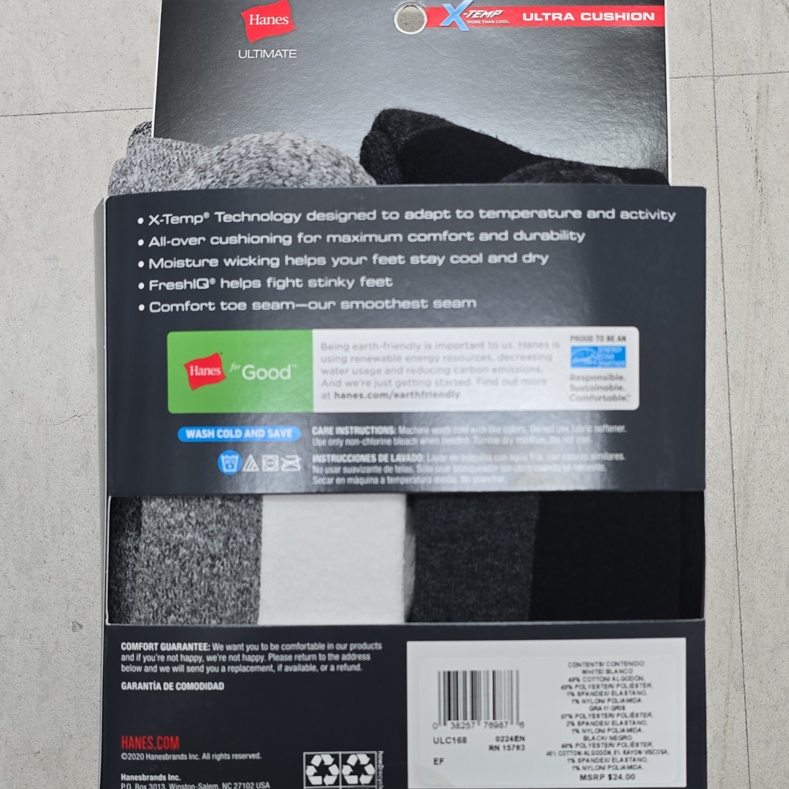 Hanes Ultimate X-Temp Cushioned Moisture-Wicking Ankle Socks 8pr 6-12