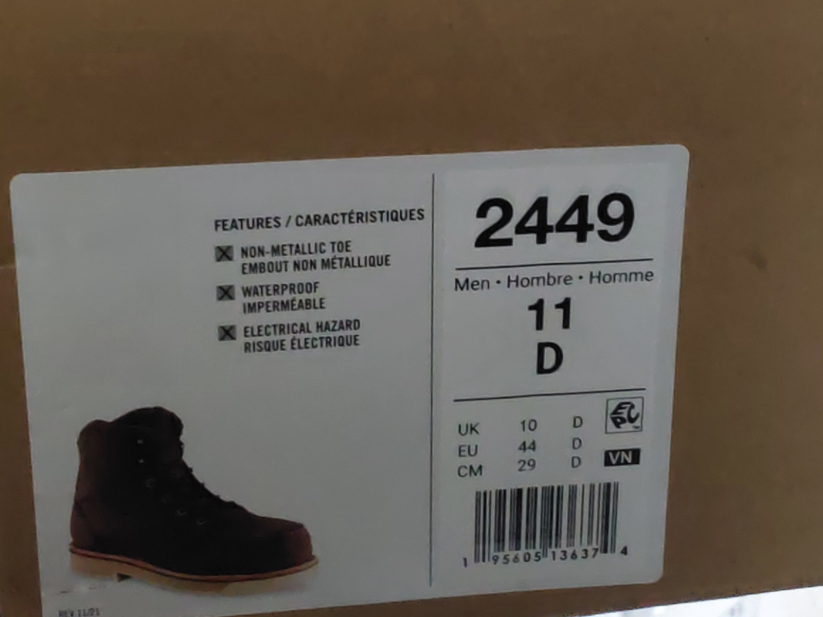 RED WING TRACTION RED LITE 6” SAFETY/MOCK TOE BOOTS 2449 BROWN MEN’S US 11 D