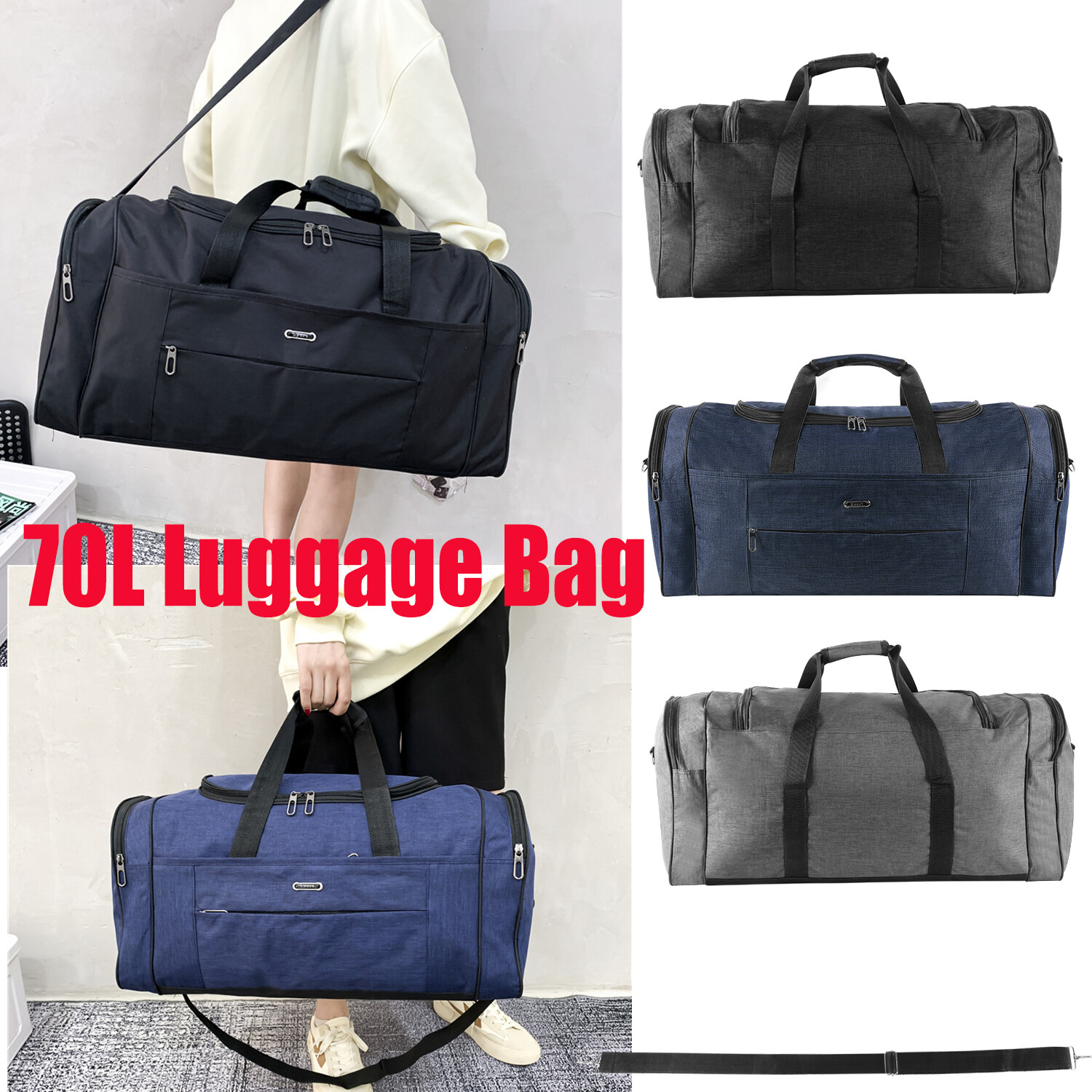 Military Canvas Duffle Bag-Heavy-Duty Gym&Travel Luggage with Shoulder Strap 92L
