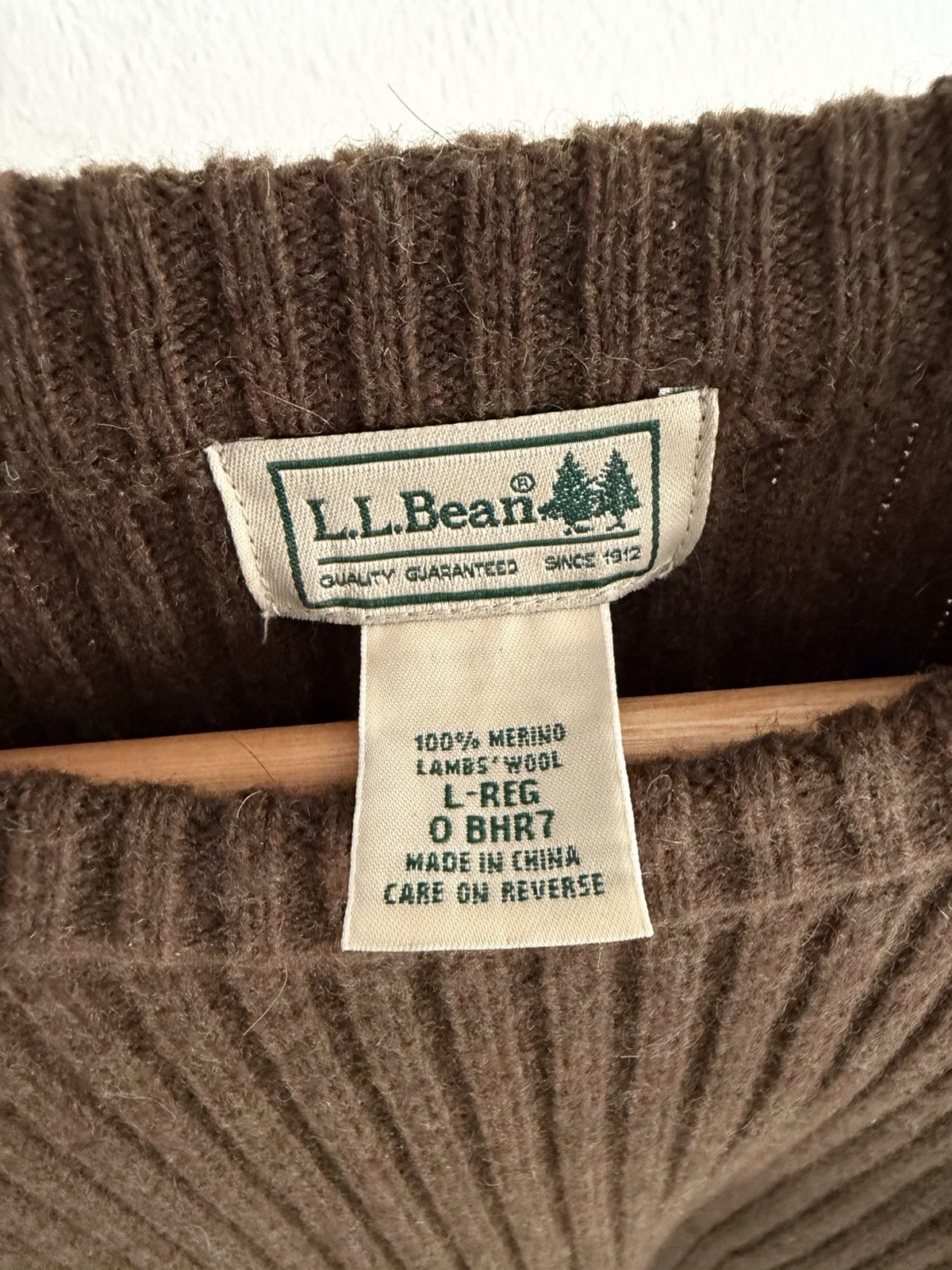 Vintage LL Bean Commando Sweater Mens L 100% Merino Lambs Wool Patches Military