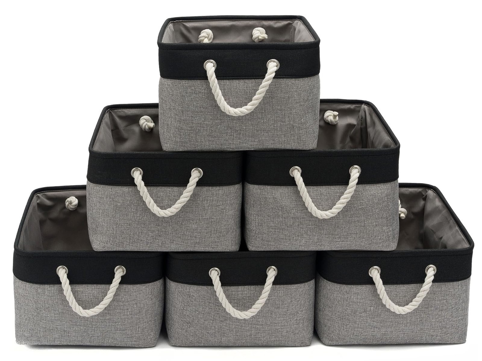 15.7×11.8×8.26 Inch Fabric Large Storage Bins with Handles 6 Pack | Foldable,…
