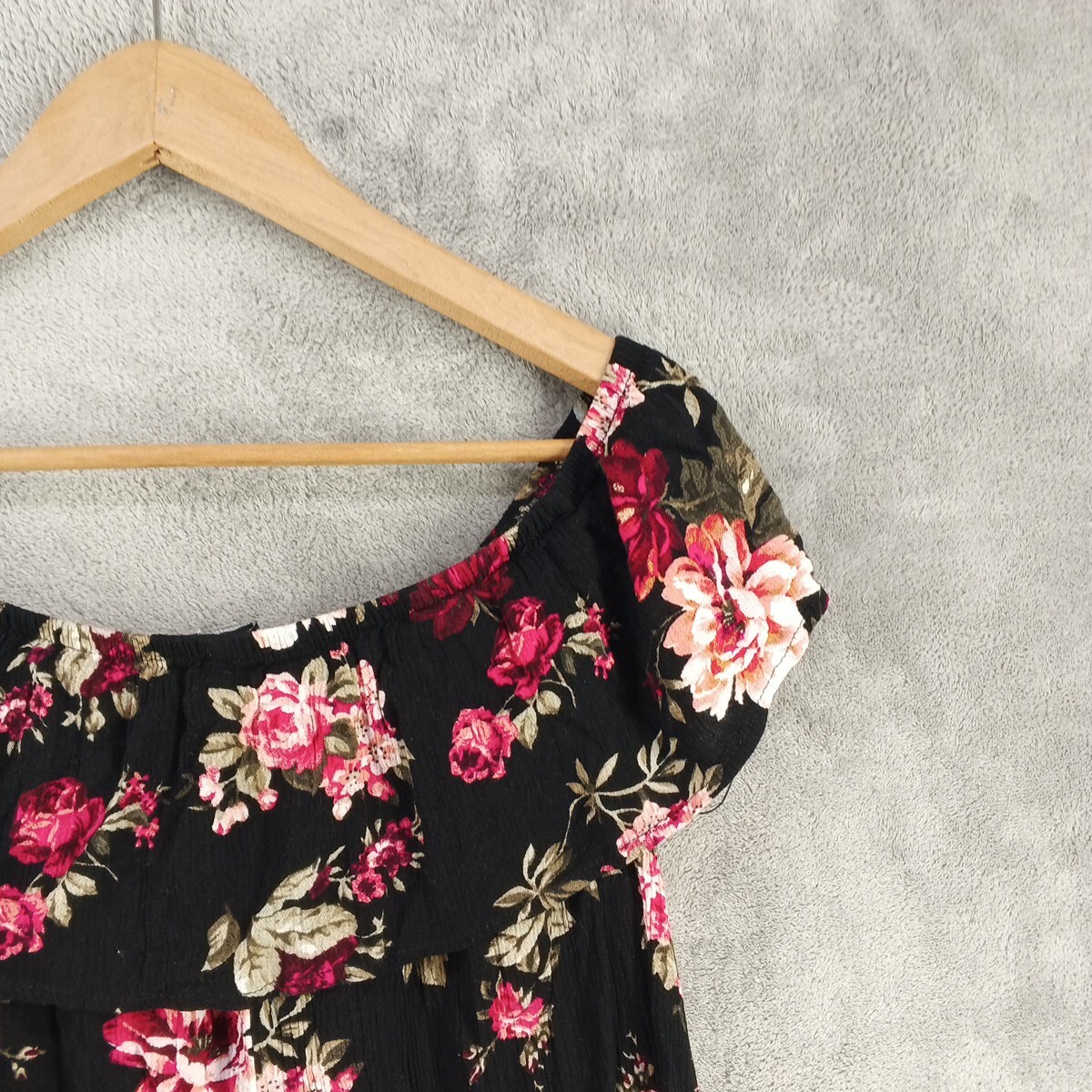 AMBIANCE Floral LARGE(12-14) Off the shoulder Woven Casual 100% Rayon
