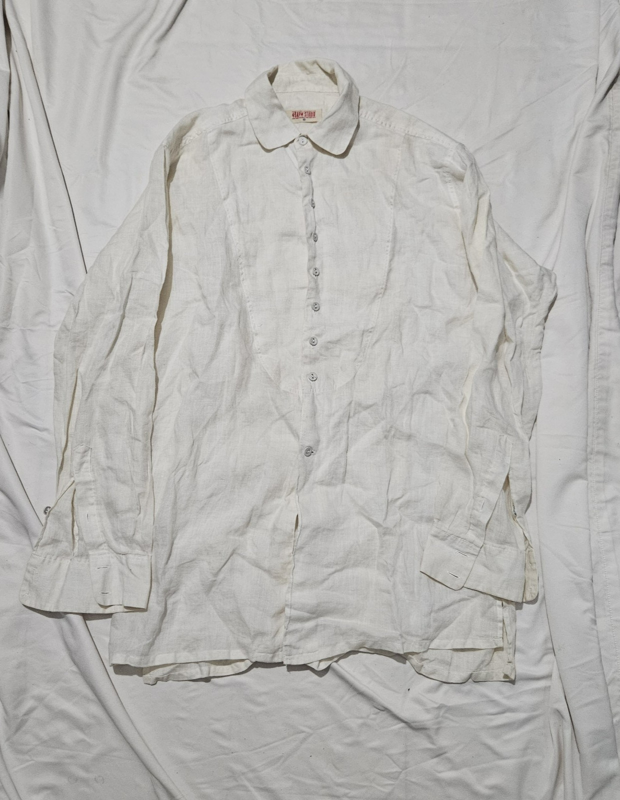 45 Rpm Made In Japan Womens White Linen Button Up Shirt Dress One Size Fits