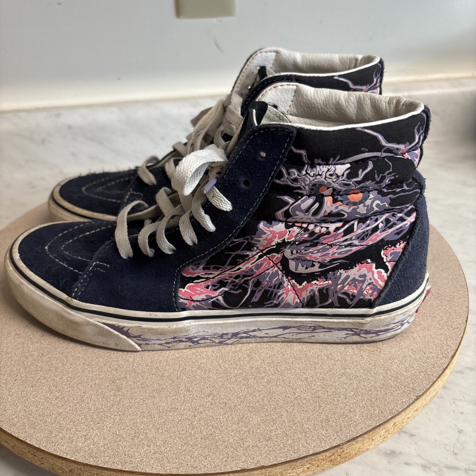 VANS Off The Wall Graphic High Top Skate Sneakers Navy Suede Men’s Sz 8