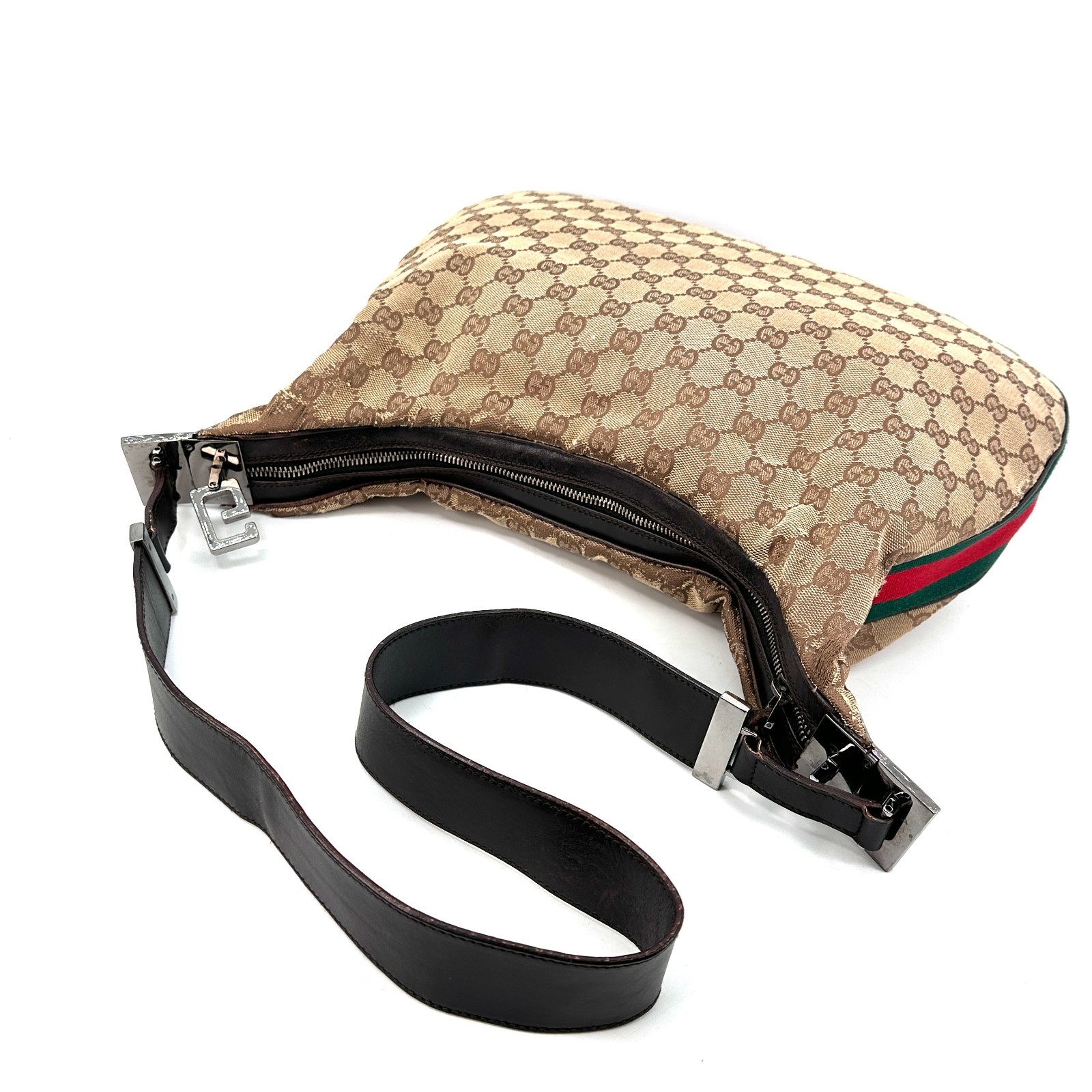 Gucci Sherry Line GG Canvas Leather Shoulder Bag 001.3341 Brown Authentic