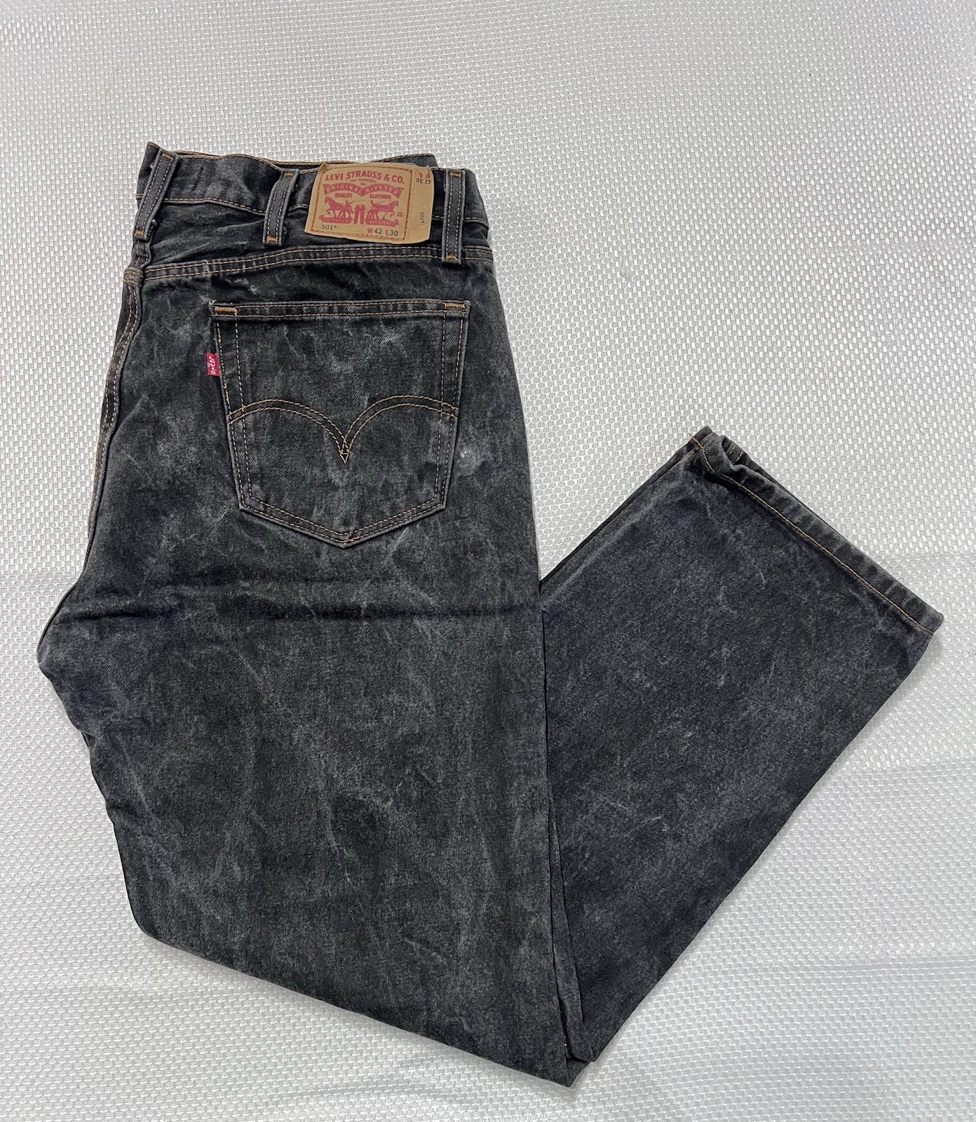 Levi’s 501 Original Fit Jeans Men’s 42×30 Black Wash Button Fly Made in Mexico