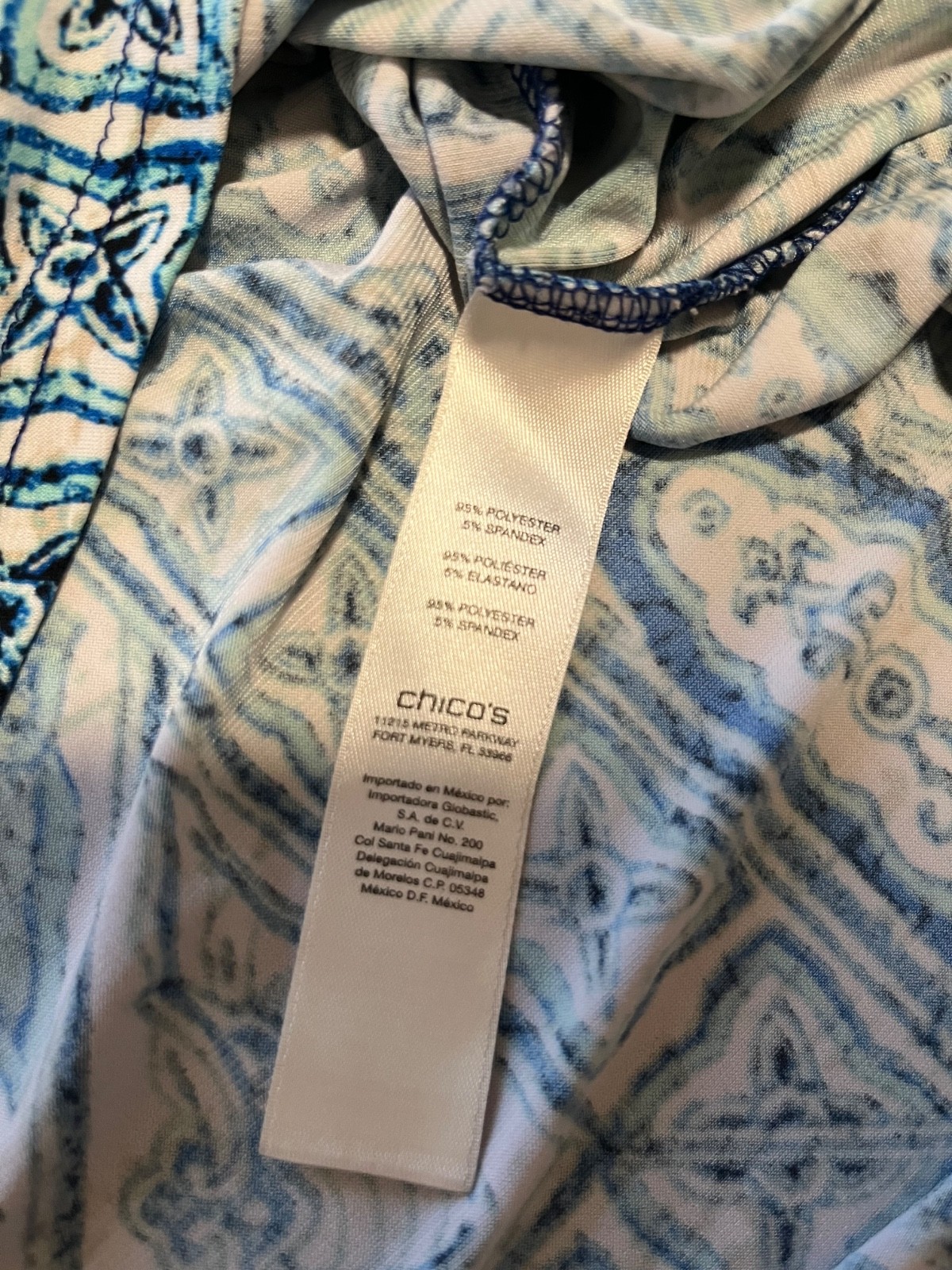 chicos womens blue boho asymmetrical 3 quarter tunic shirt top 3