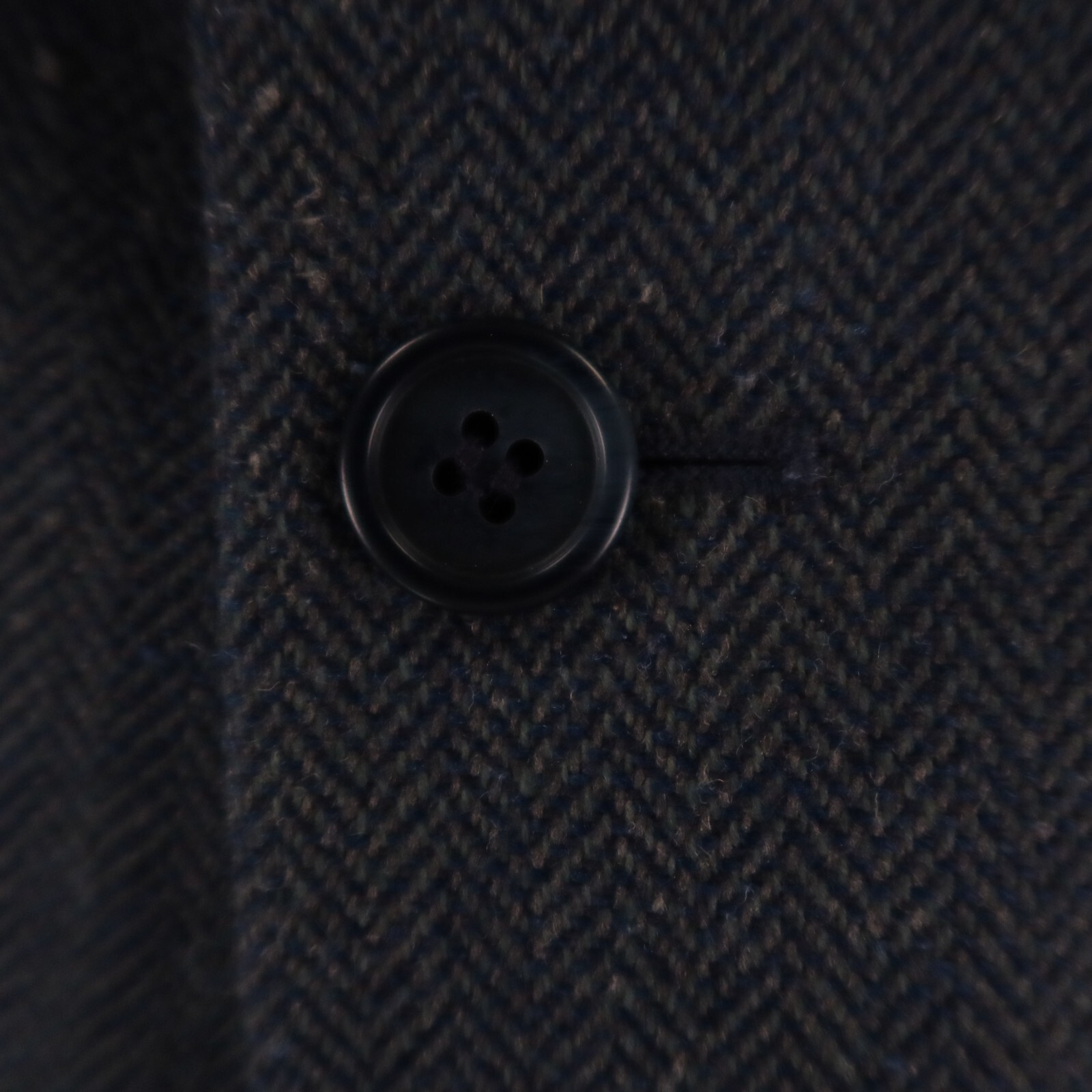 VTG Tweed Jacket XL Blue Marled Herringbone Polyester Wool Silk 42S