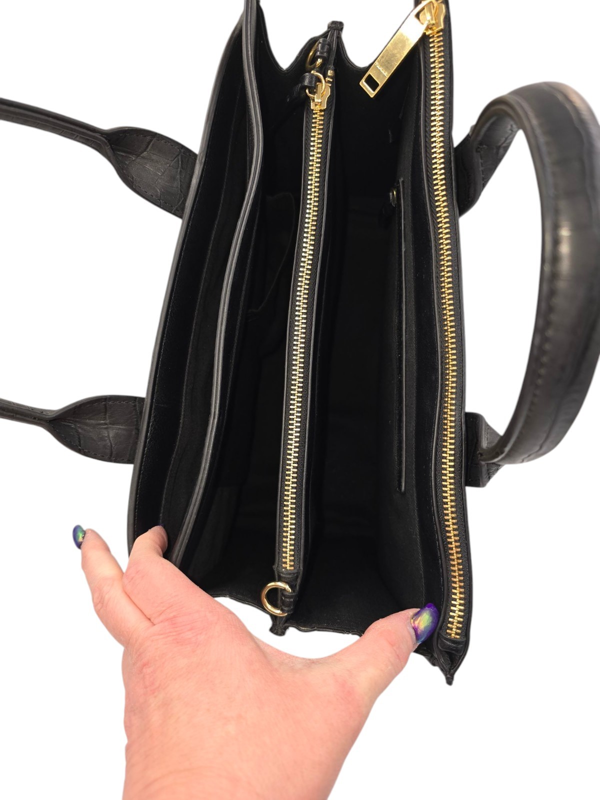 Large Tahari Double Handle Purse Tote Bag 13.5″x10.25″x6″ Black Very HTF RARE
