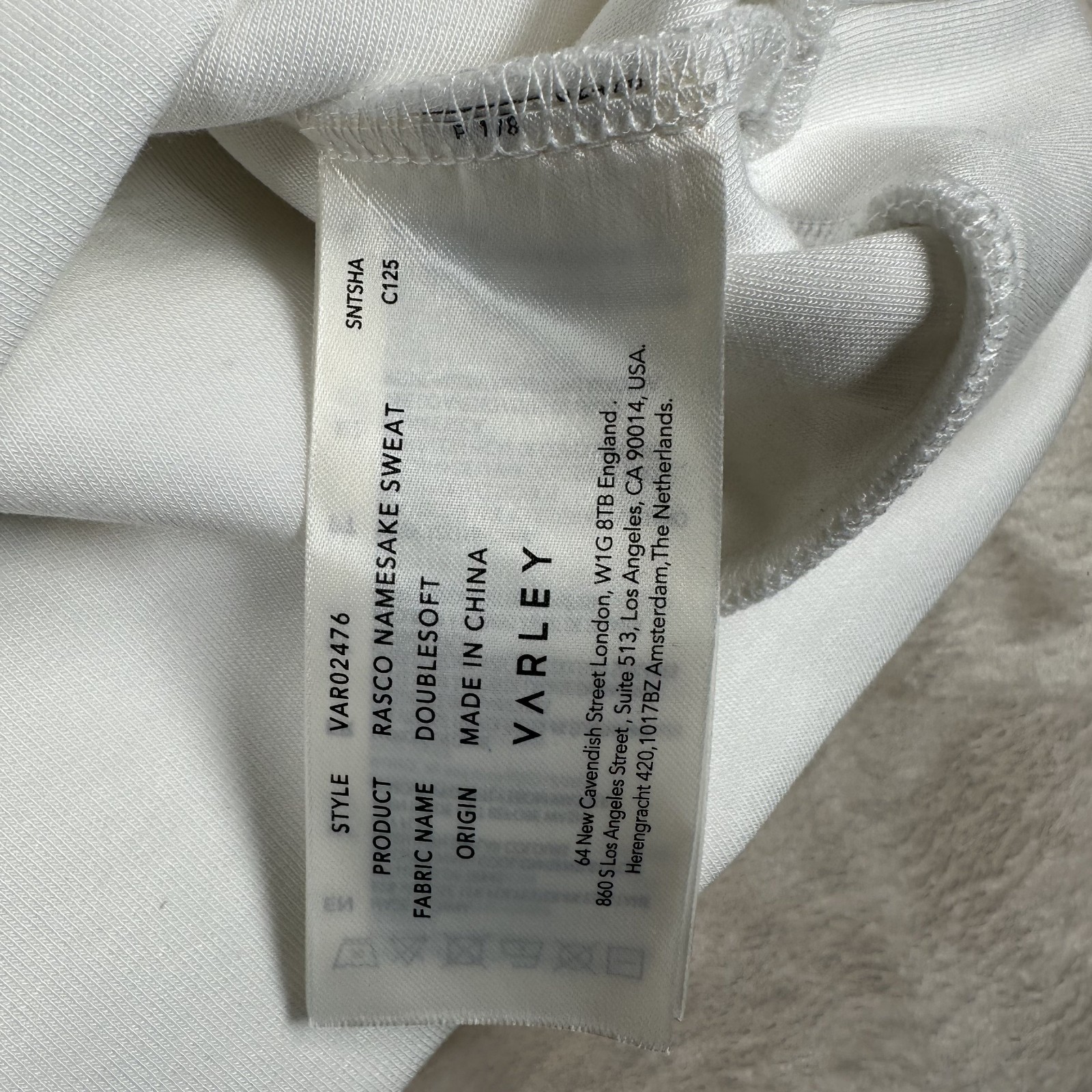 NWT Varley DoubleSoft Rasco Namesake Court Club Sweatshirt Women’s Size XL White