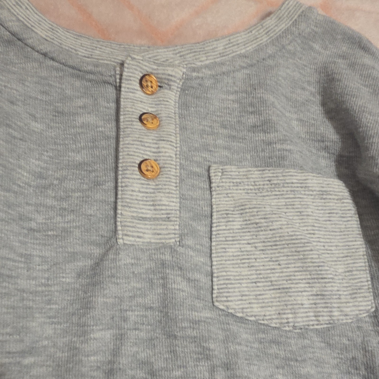 Cat & Jack Boys 2-Pack Long Sleeve Henley Pocket T-Shirt Gray/Green M 8/10