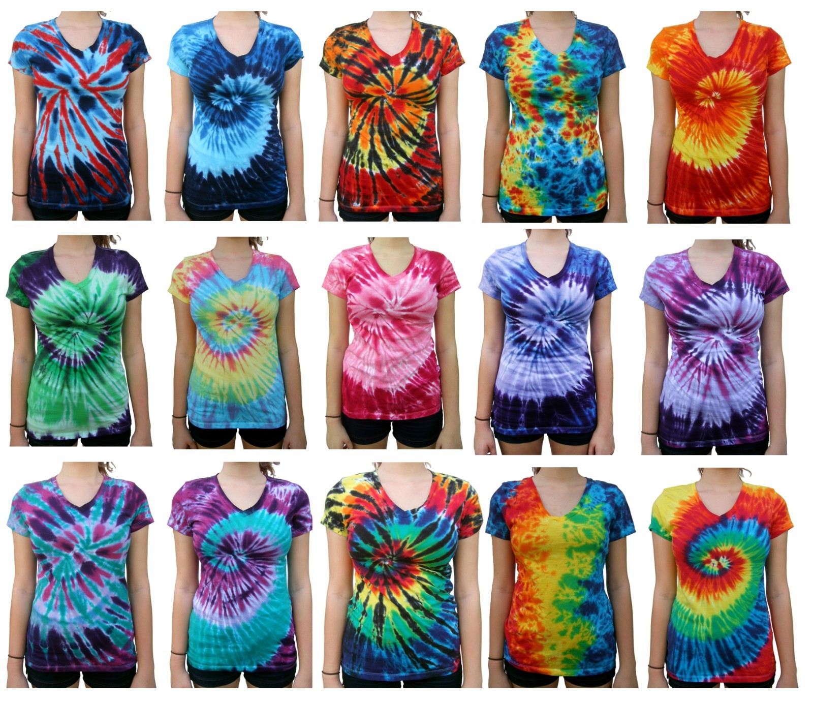 Tie Dye T-Shirt, V Neck, Women’s (Regular Fit), Multi-color, 100% Cotton