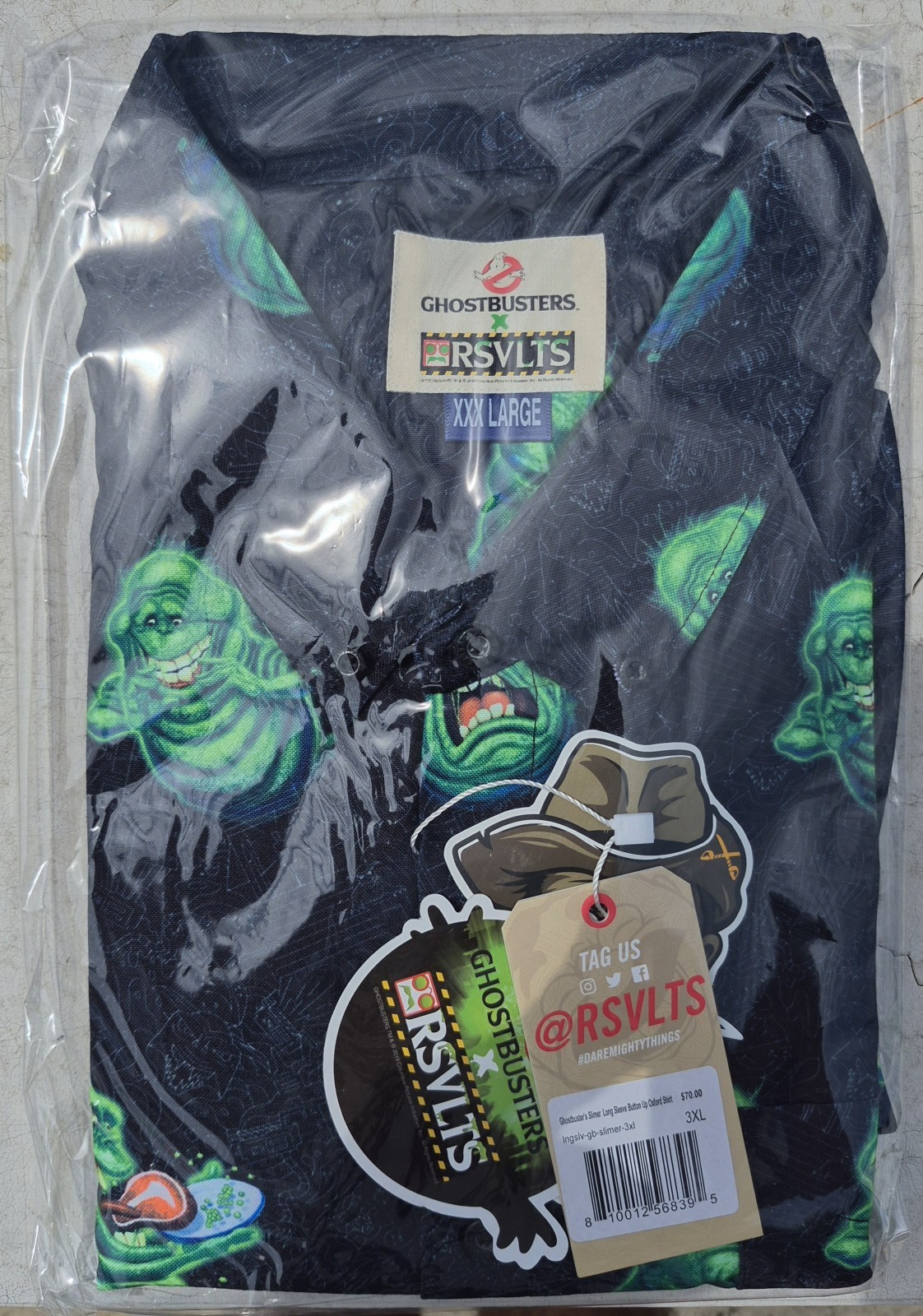 RSVLTS X Ghostbusters “”Slimer” Men’s Button Up Oxford Shirt Size 3XL NWT