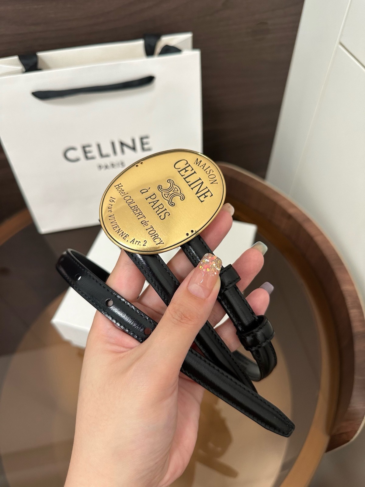 Women’s Celine Maison 13mm Black Belt