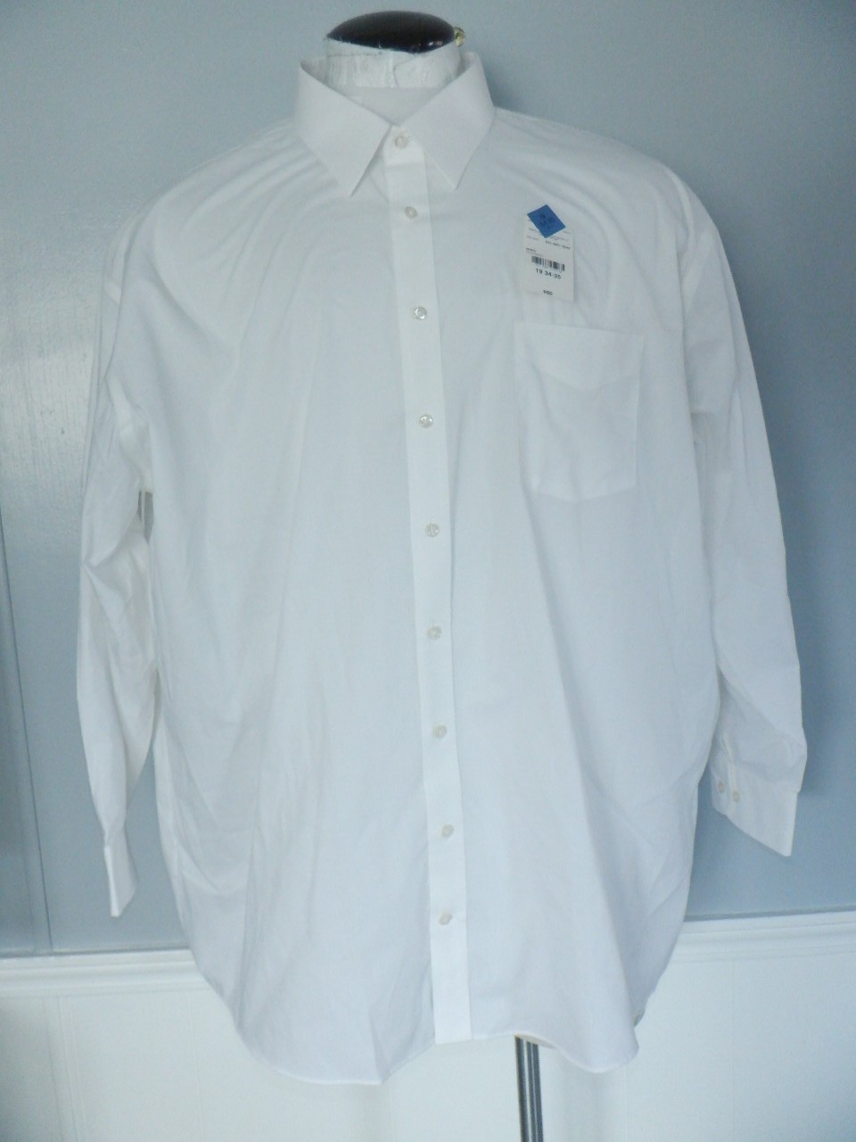 NWT Men’s STAFFORD TRAVEL PERFORMANCE SUPER SHIRT Sz 19 34/35 BIG White LS Shirt