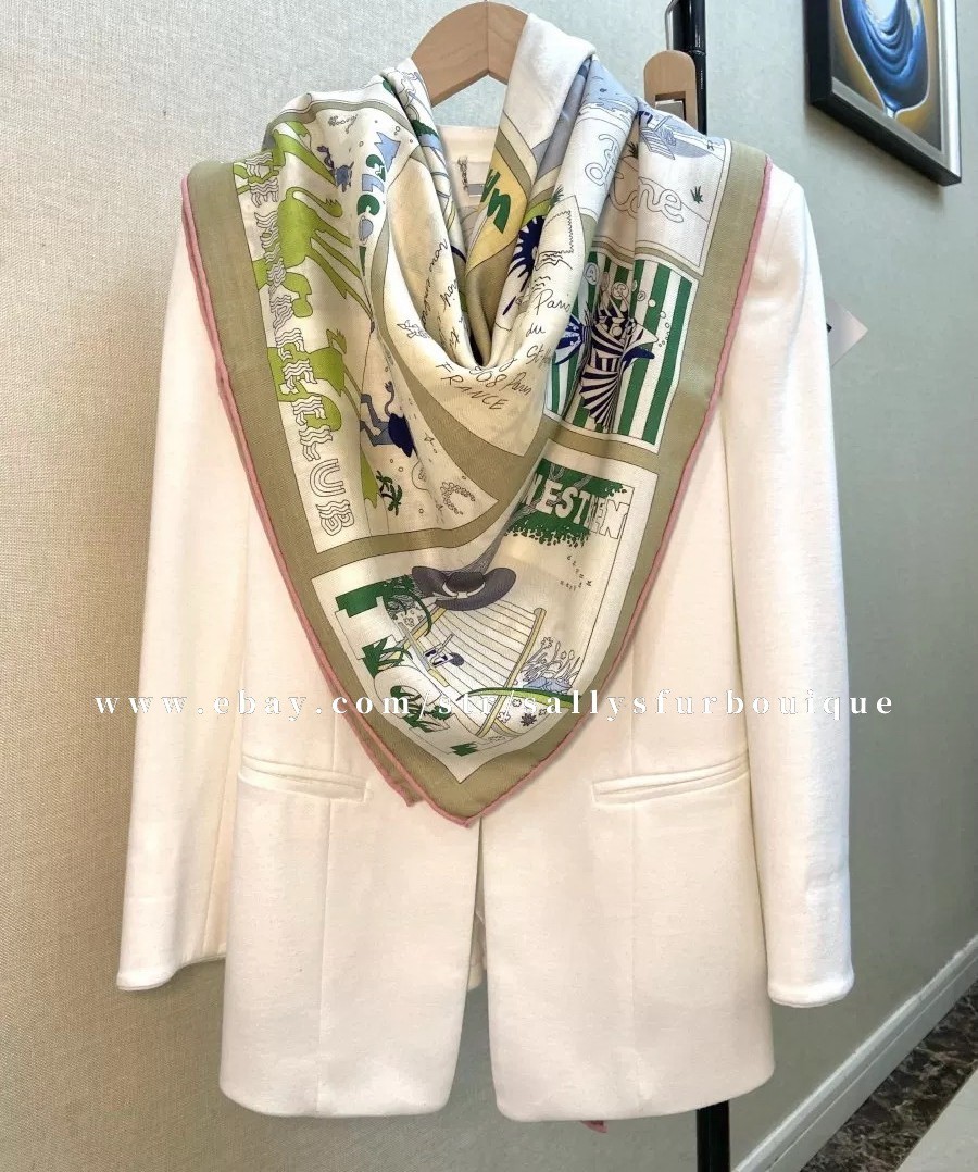 2026 Sallys 70% Cashmere 30% Silk Wrap Scarf Travel Print Double Face Shawl 53″
