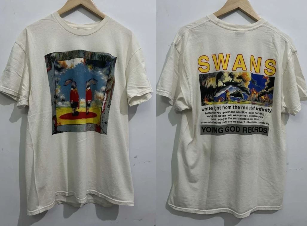 2 Sided Swans Band Ablum Tour Cotton T-Shirt Full Size WHITE