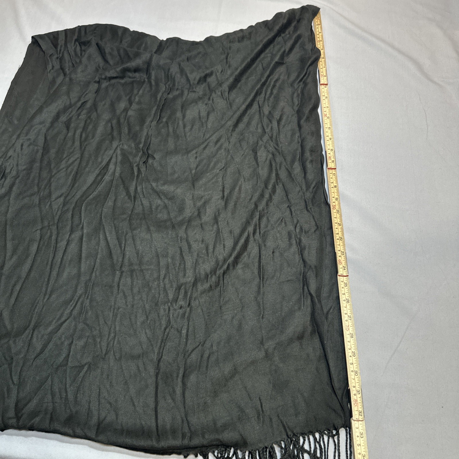 Pashmina 100% Cashmere Head Scarf Shawl Black Soft Fringe 26×66