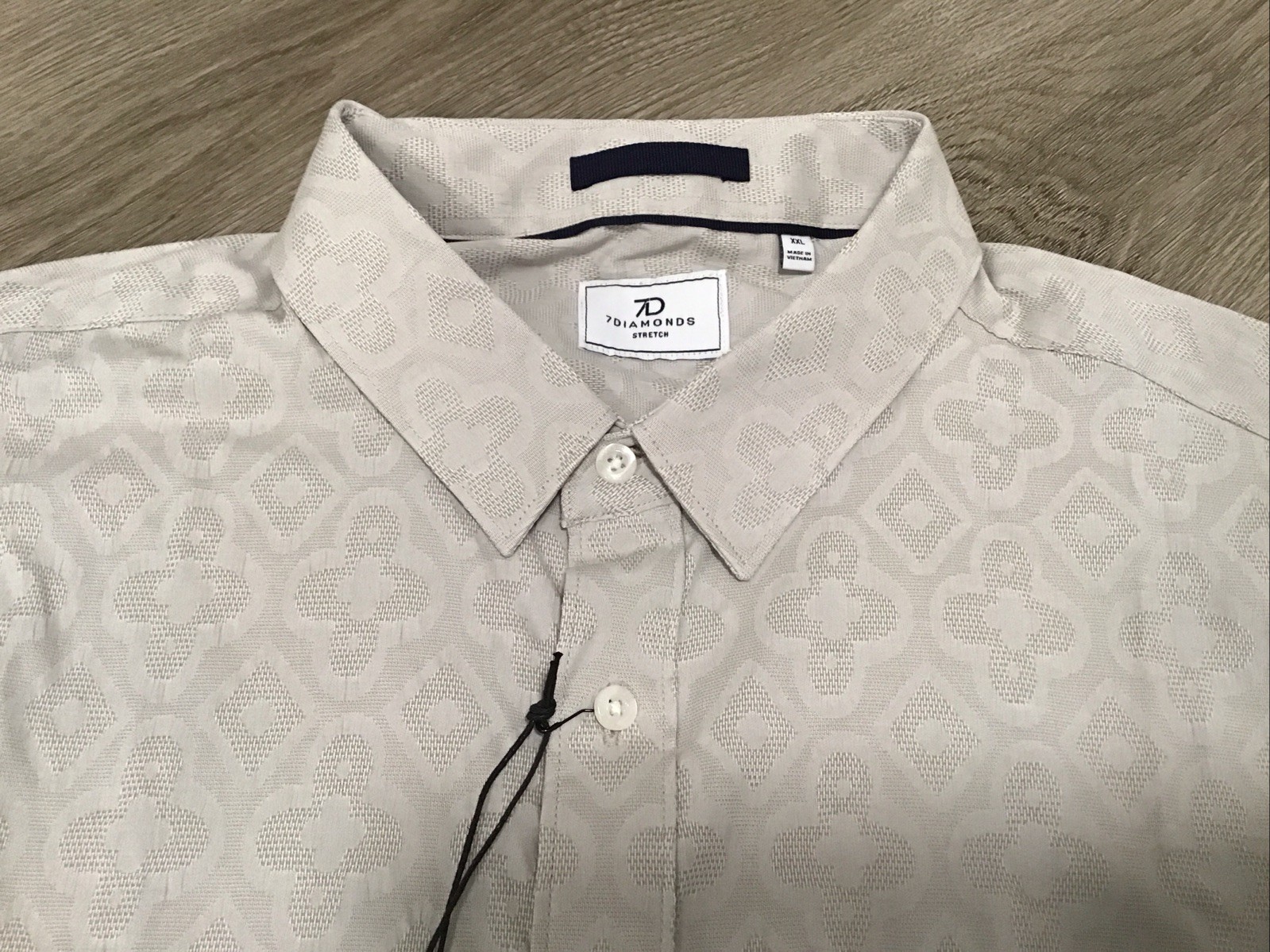 NWT 7D 7 Diamonds Atlas Tan Stretch Mens Shirt Size XXL Short Sleeve Button NEW