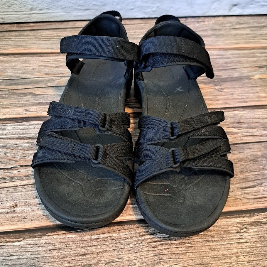 Teva Tirra Black Sport Sandals Womens 9 Hiking Water Shoes Strappy Walking