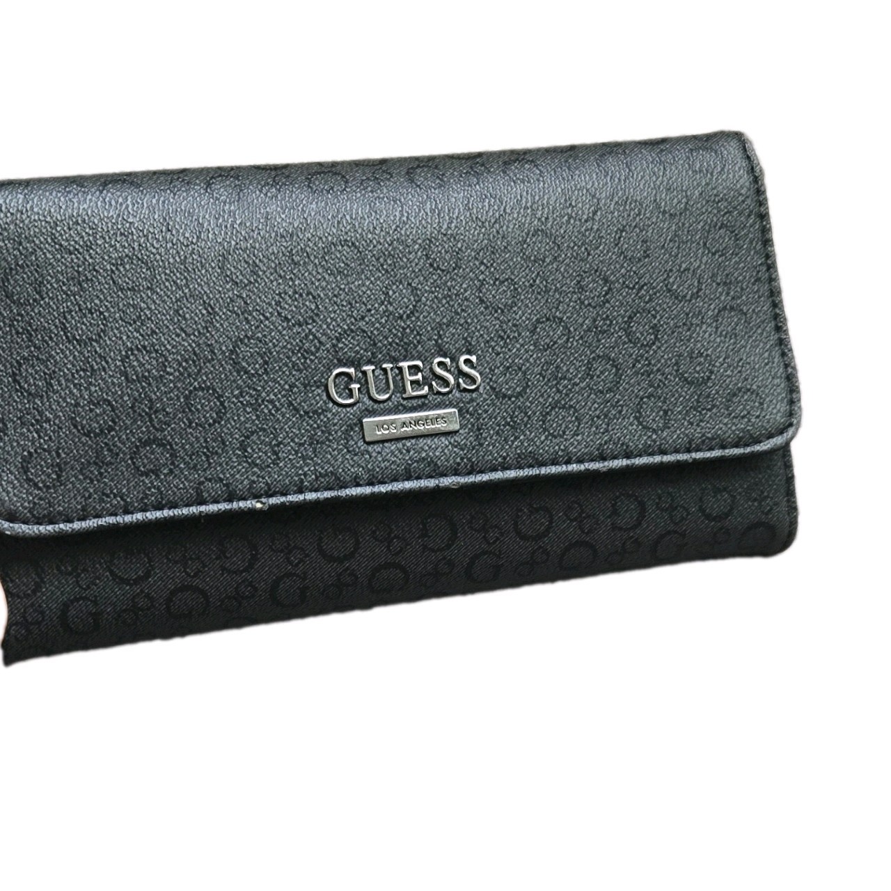 GUESS Women’s Black Folding Wallet w/ Logo Print, Credit Card Slots
