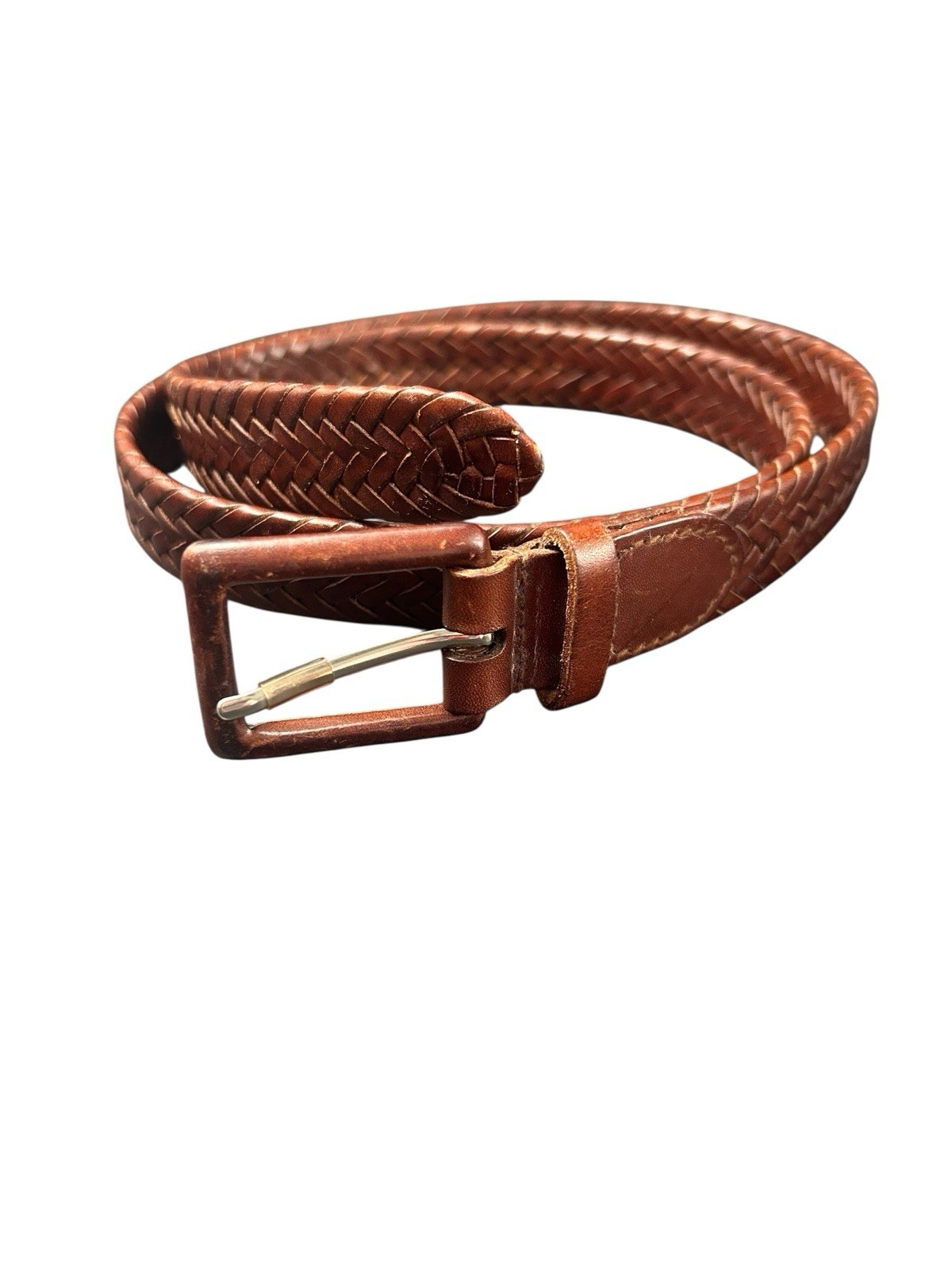 Talbot’s Vintage Brown Tightly Braided Leather Belt Ladies Size Small 1″x36″
