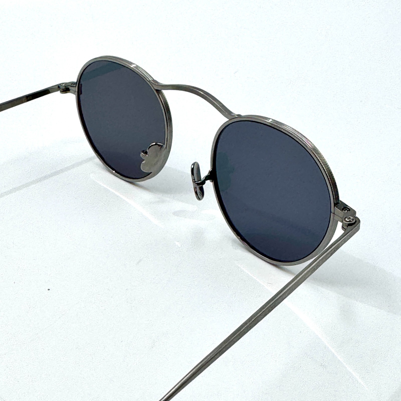 Eyevan Sunglasses Safari-E Pewter Round Frame Black Lens 46-21-145 New Authentic