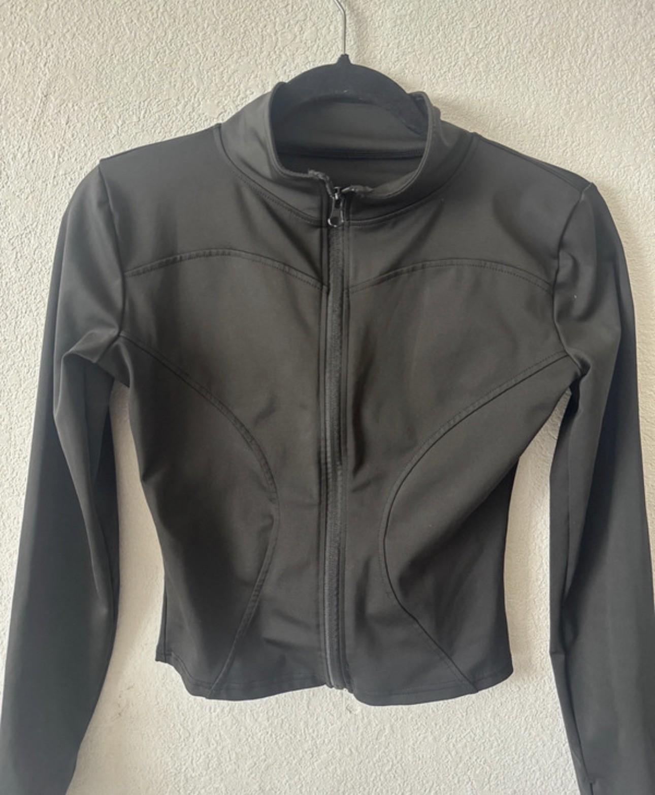 Cropped Full Zip Athletic Jacket Women’s XS Mock Neck Black