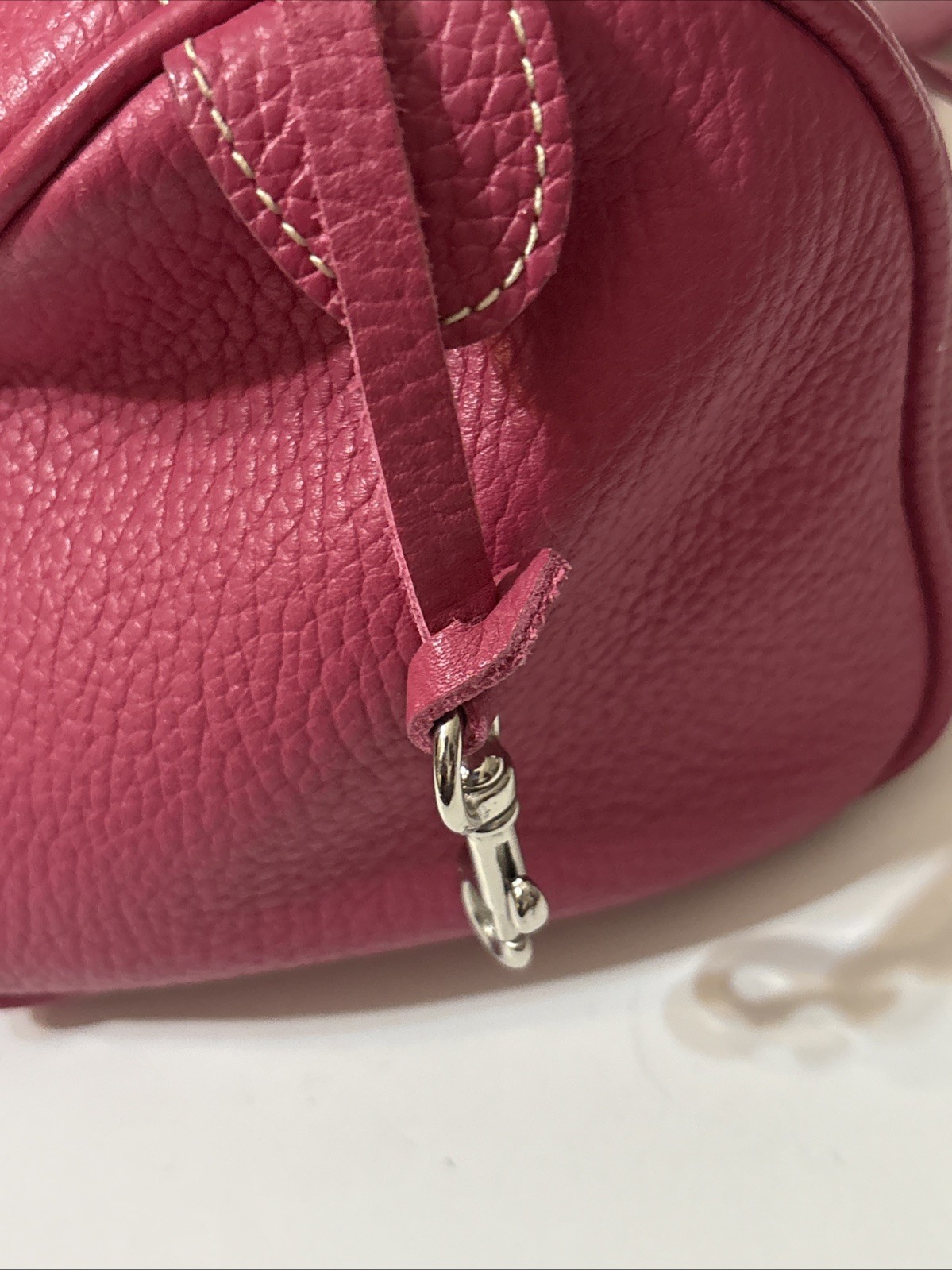 Y2K Dooney & Bourke Pebbled Leather Satchel Barrel Bag Pink Fushia Purse