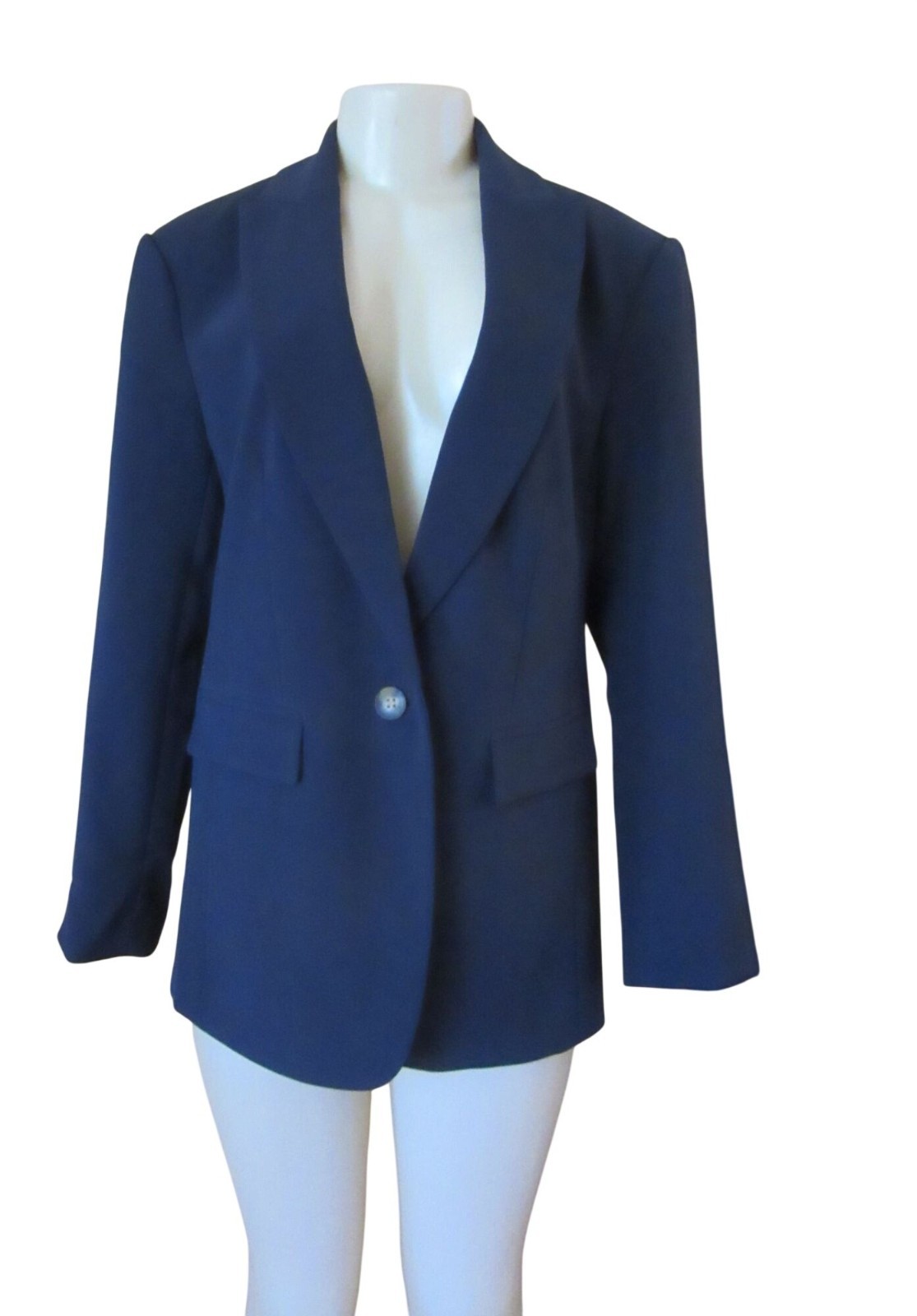 Ann Taylor Navy Single-Button Slightly Stretch Blazer Sz 10
