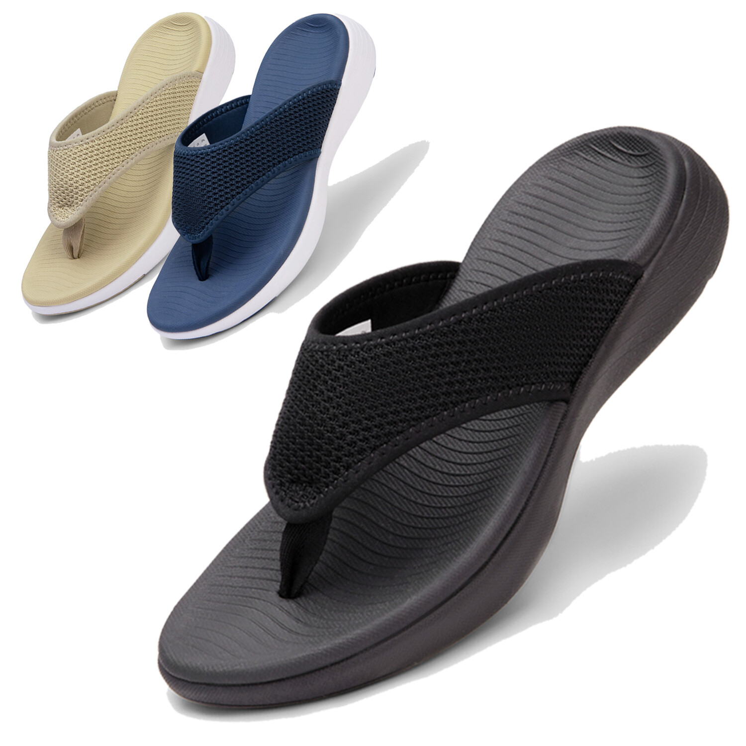 Women’s Flip Flops Thong Sandals Air Cushion Arch Support Beach Pool Shoes NEW