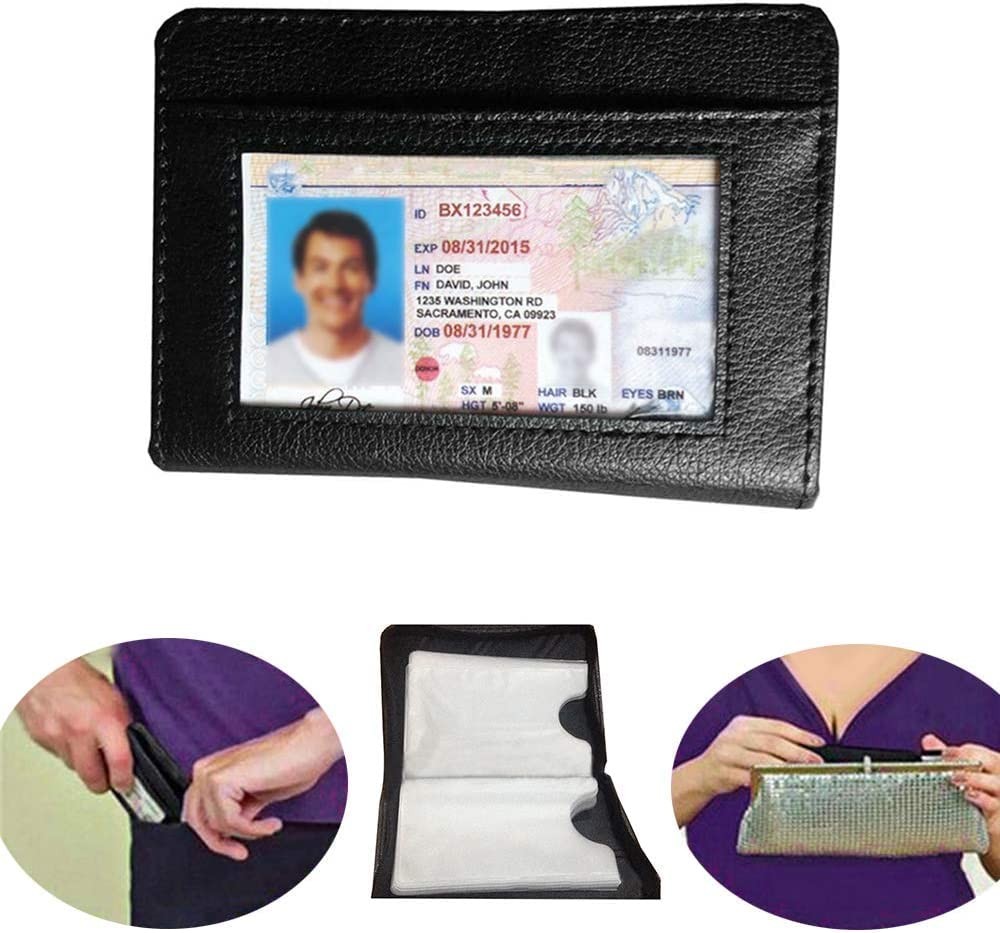 Paddsun 2 Pack Credit Card Holder Wallet 4.5″ x 3″ (11.5cm x 8.3cm), Black