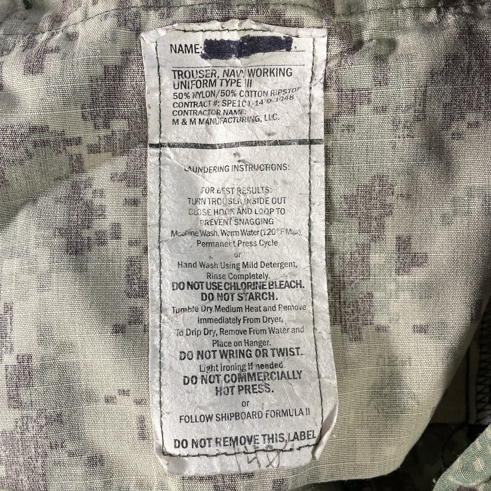 US Navy NWU Working Uniform Type III Pant Men’s 33 Short Green Digi Camo Ripstop