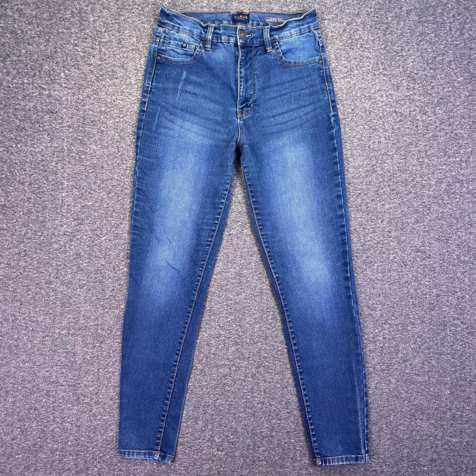 Curve Appeal Essential Skinny Jeans Womens 27×27.5 Blue High Rise Casual Denim