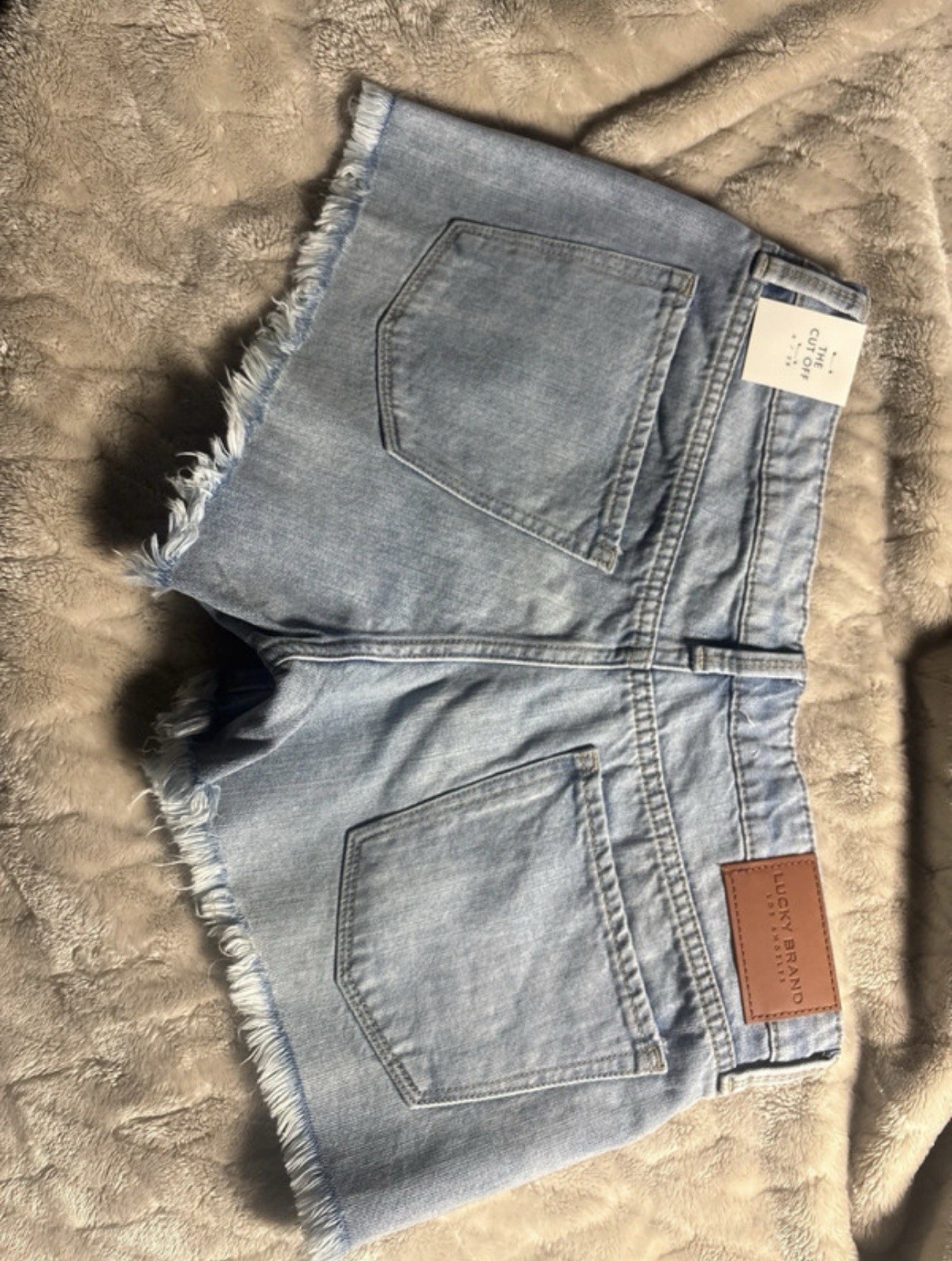 Lucky Brand The Cut Off Light Wash Denim Shorts Frayed Mid Rise 4 W26 2″