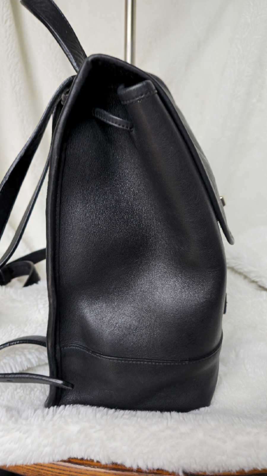 COACH 9791 Black Leather Nickel Turn Lock Zip Pockets Backpack Adj. Straps