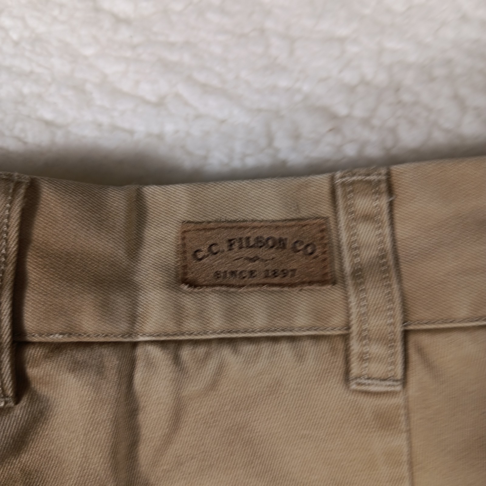 CC Filson Pants Mens 32 Tan British Khaki Twill Chino Unhemmed Workwear Office