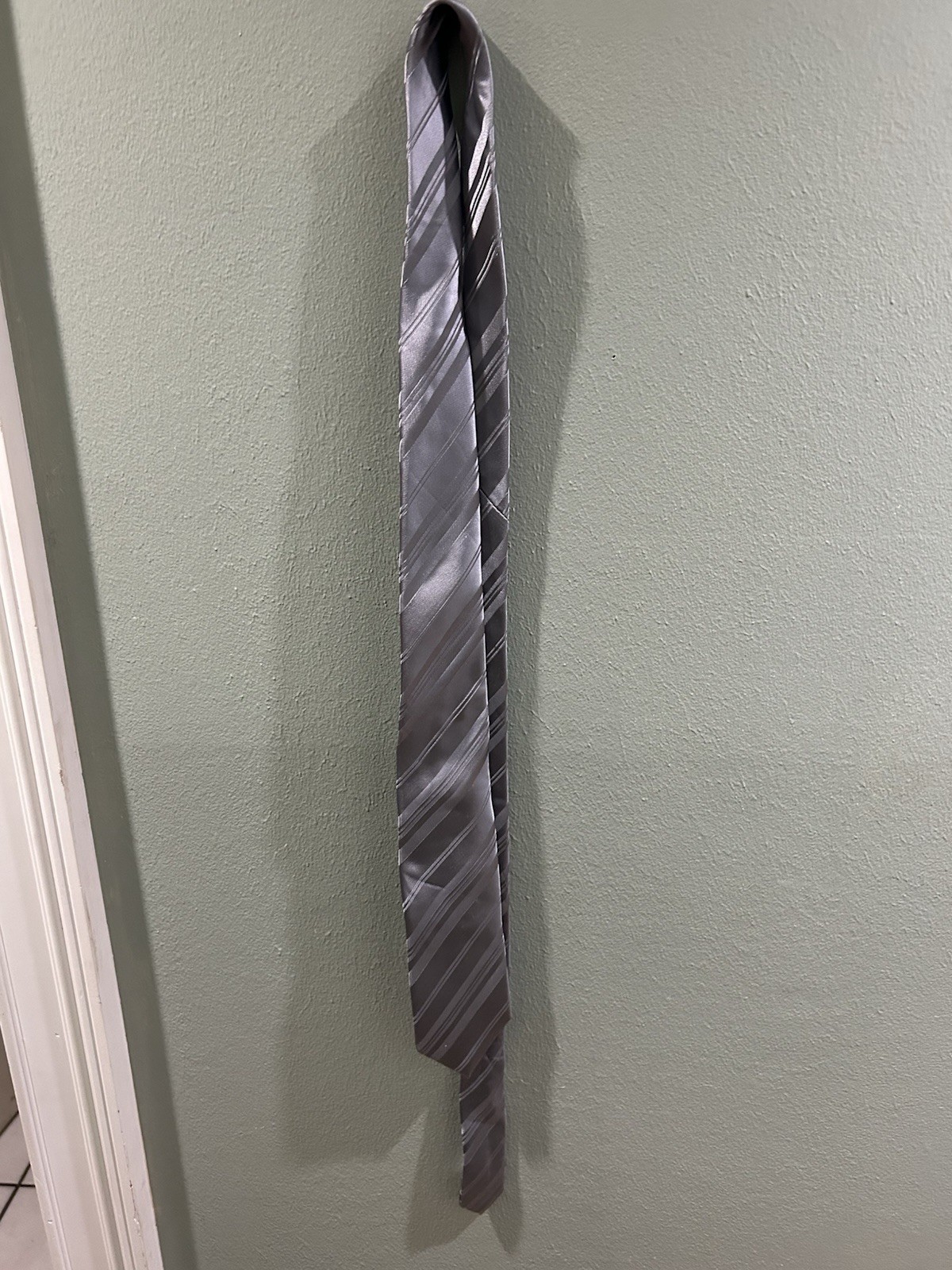 Alfani Men’s Woven Striped Silk Tie, Gray Silver Black, One Size