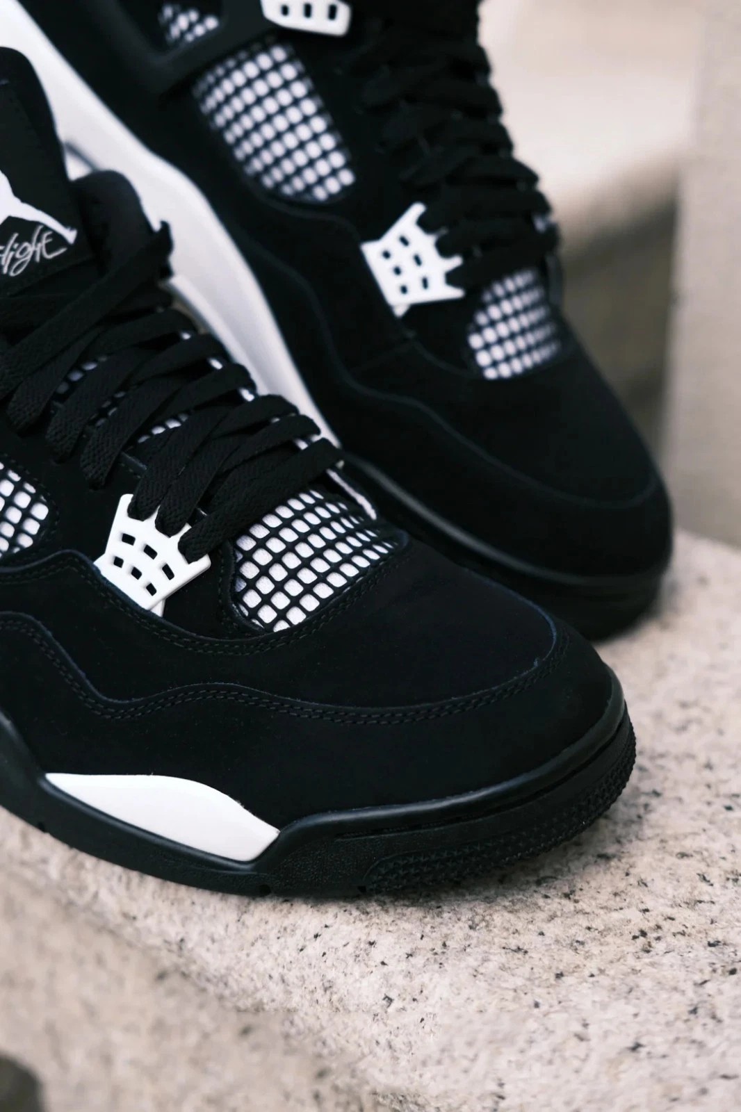 Men’s 🚀 FQ8138-001 Air Jordan 4 Retro White Black Shoes US Size