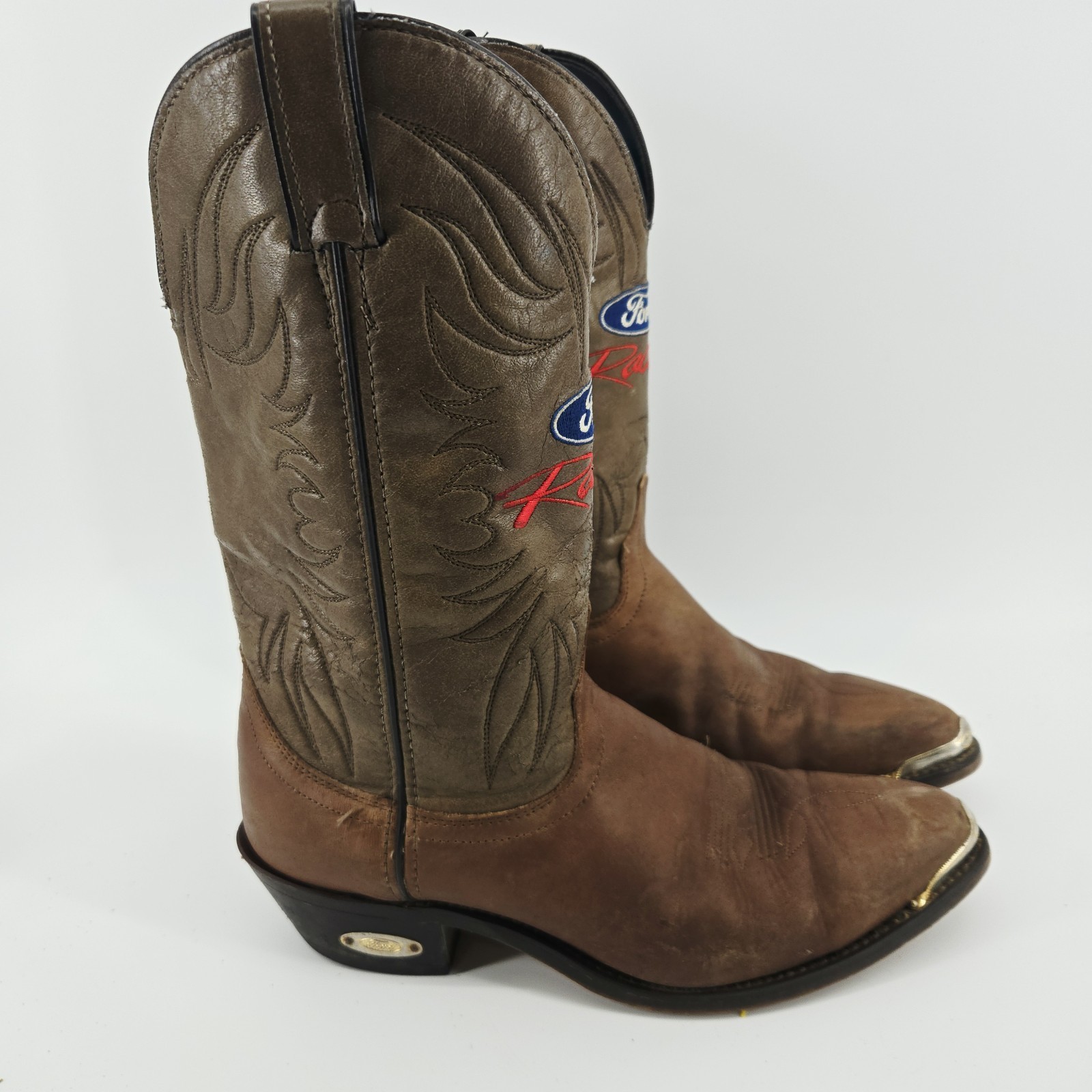 Vintage 90s Laredo Ford Racing embroidered black western cowboy boots men’s 9 EE