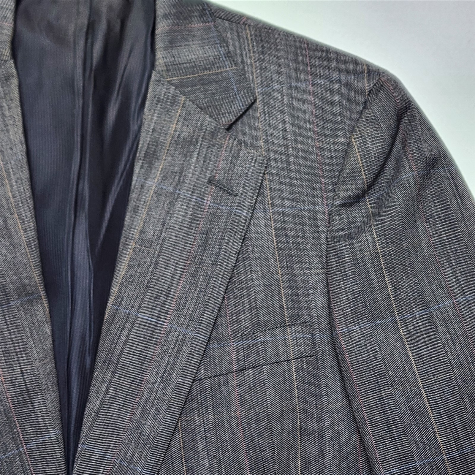 VTG USA MADE Austin Reed 42L 34×34 Gray Birdseye Windowpane Wool Mens Suit