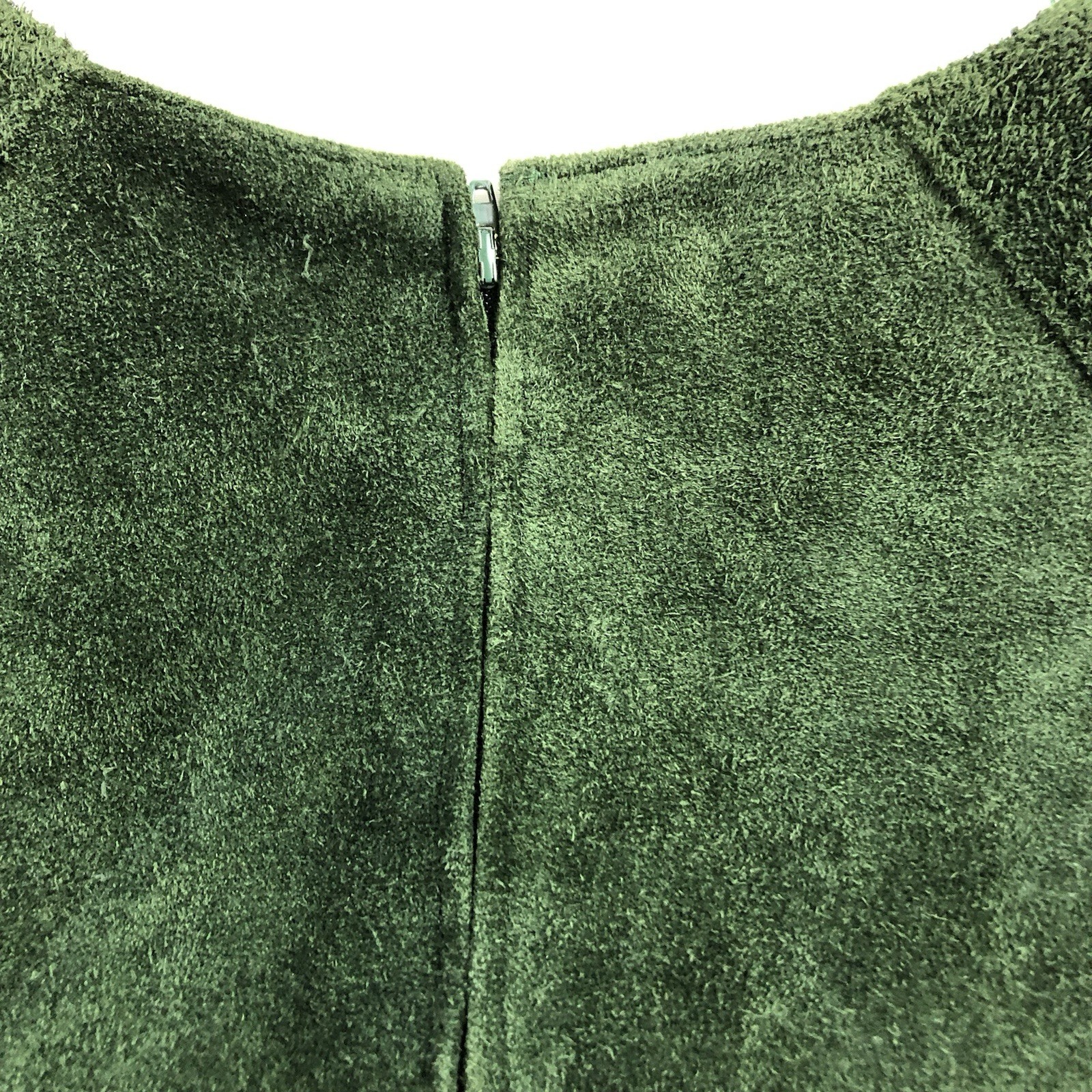 Anne Klein Vintage Green Suede Leather Mod Shift Dress Size 12 60s 70s Pockets